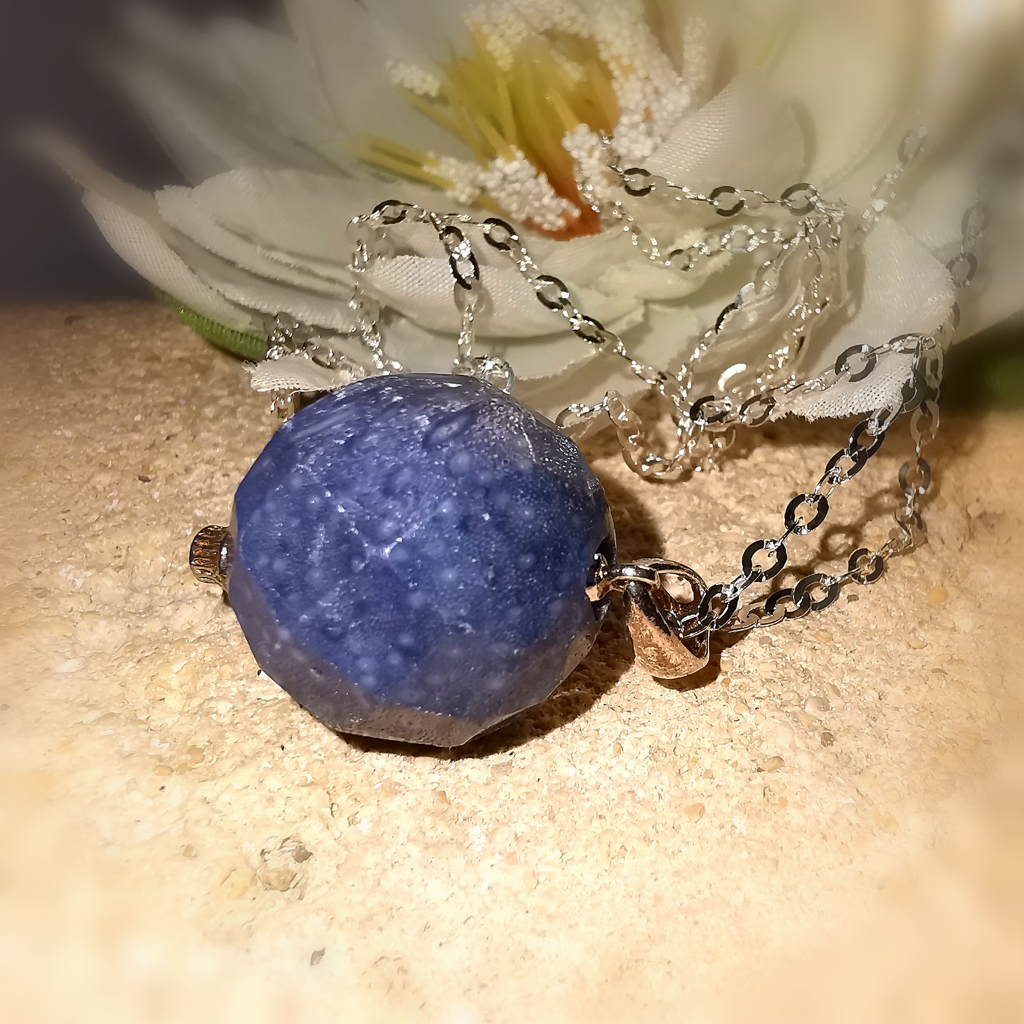 Dumortierit Edelstein Heilstein Kugel Karma Kette, Chakra Aura Reinigung, entspannt sein