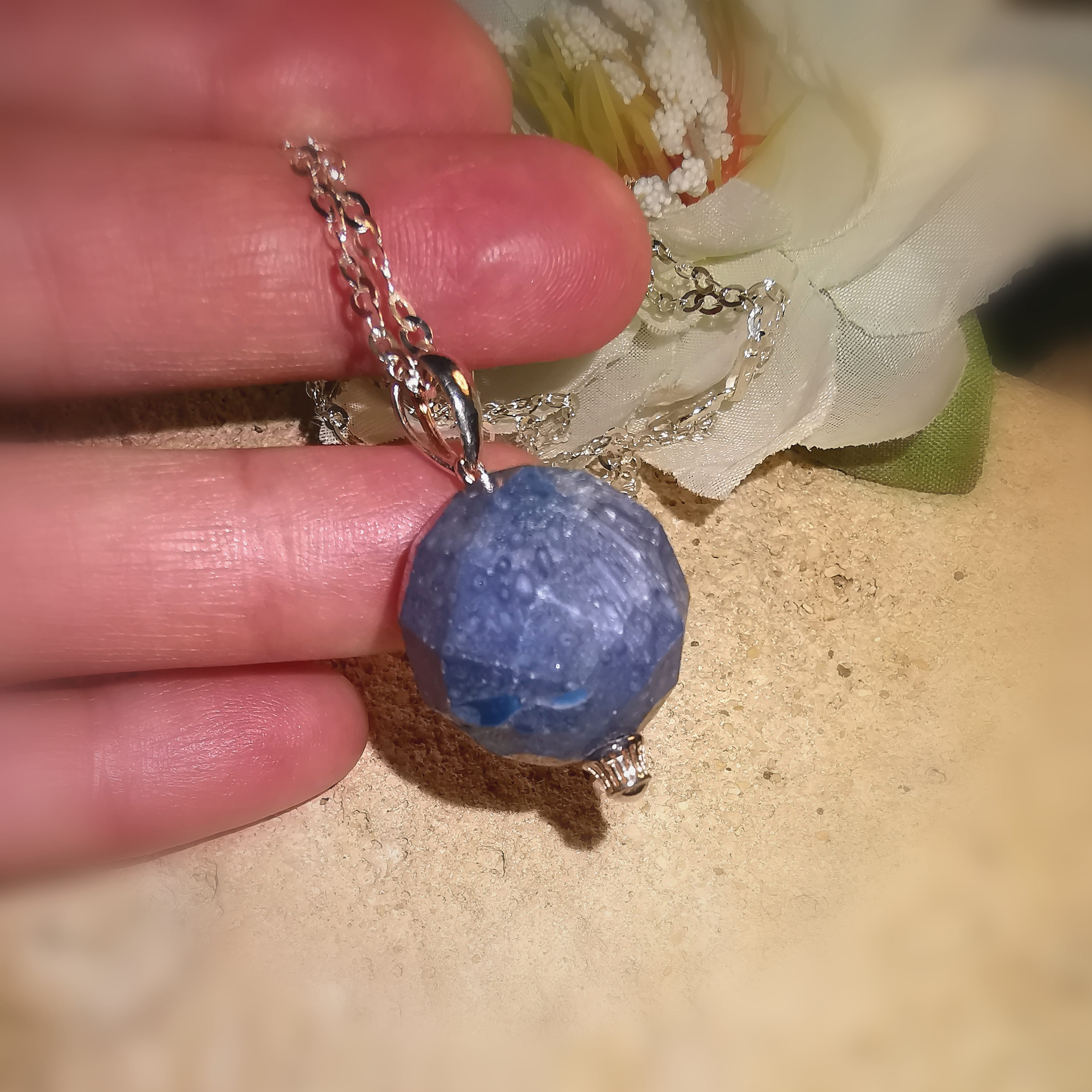 Dumortierit Edelstein Heilstein Kugel Karma Kette, Chakra Aura Reinigung, entspannt sein