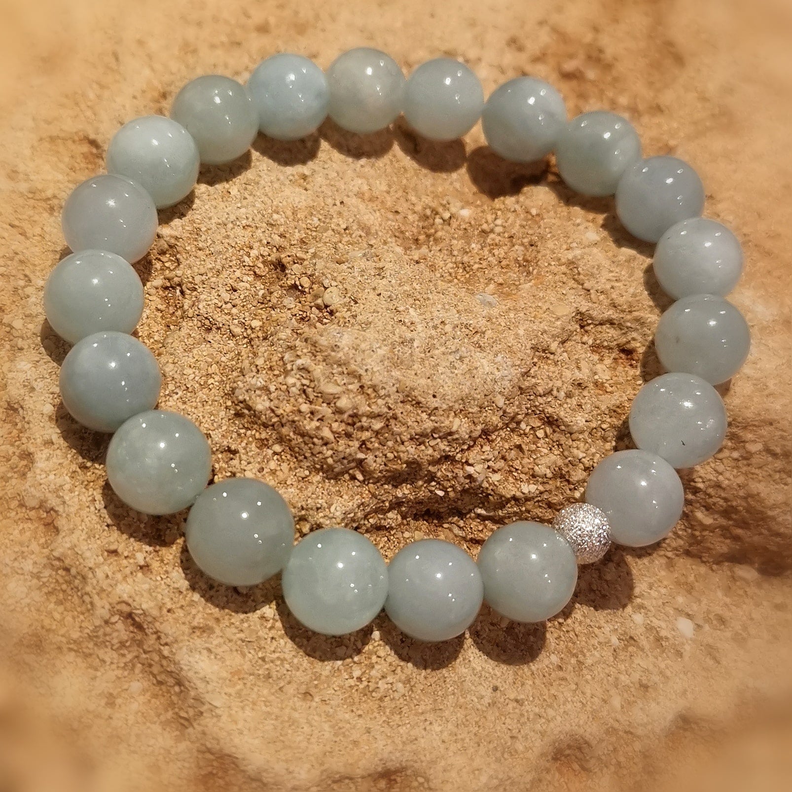 Aquamarin Beryll Edelstein Armband klassisch, 18,2 x 1 cm, hell blaue Heilsteine, Inspirationen