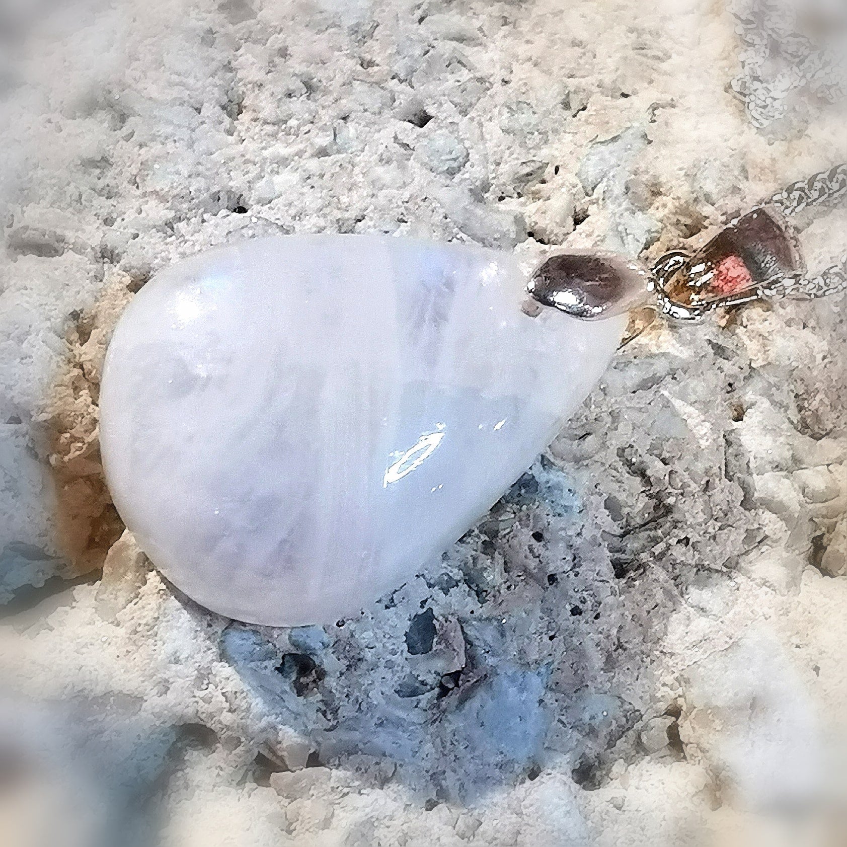 Regenbogen Mondstein Heilstein Edelstein Anhänger Karma Kette 45 cm, geweiht - Harmonie und Ausgeglichenheit