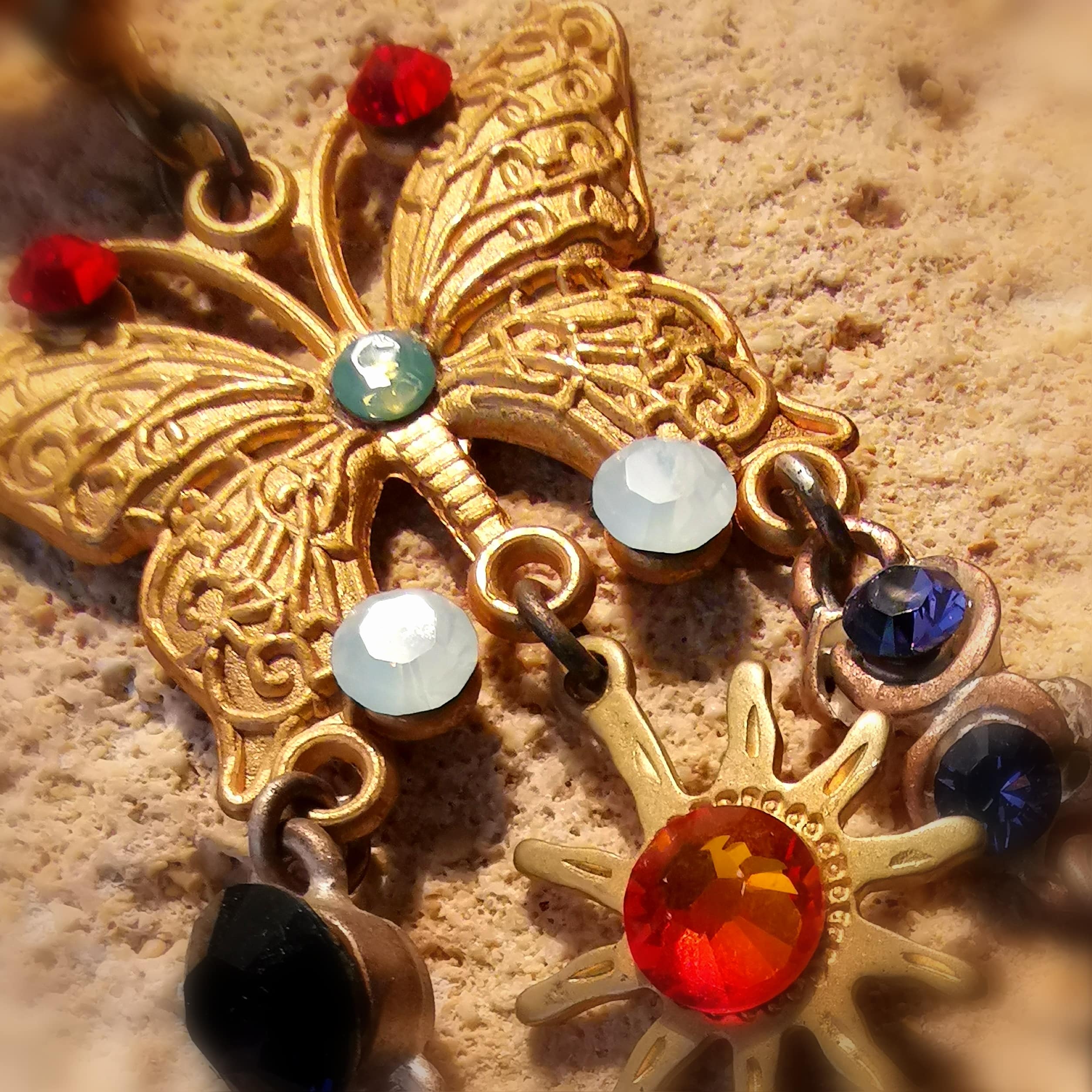 Schmetterling Design Ohrringe Vintage Hippie Ohrstecker XL Länge herrlich üppig