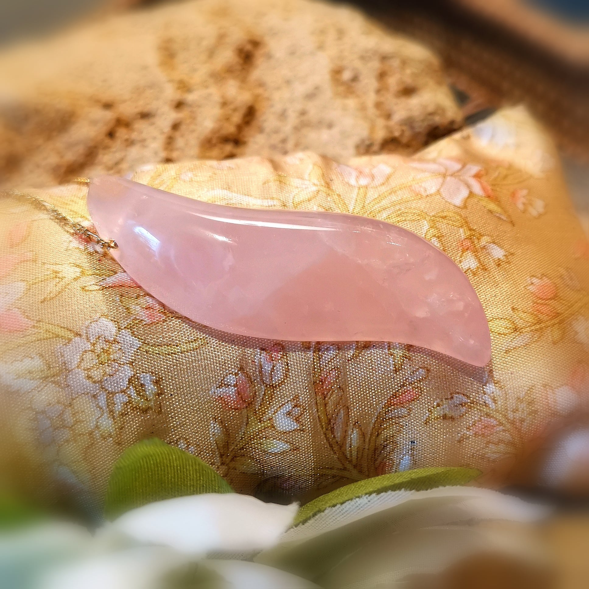 Rosenquarz Edelstein Heilstein Karma Kette, 60 cm, Rosa Gold, glückliches Herz, Harmonie