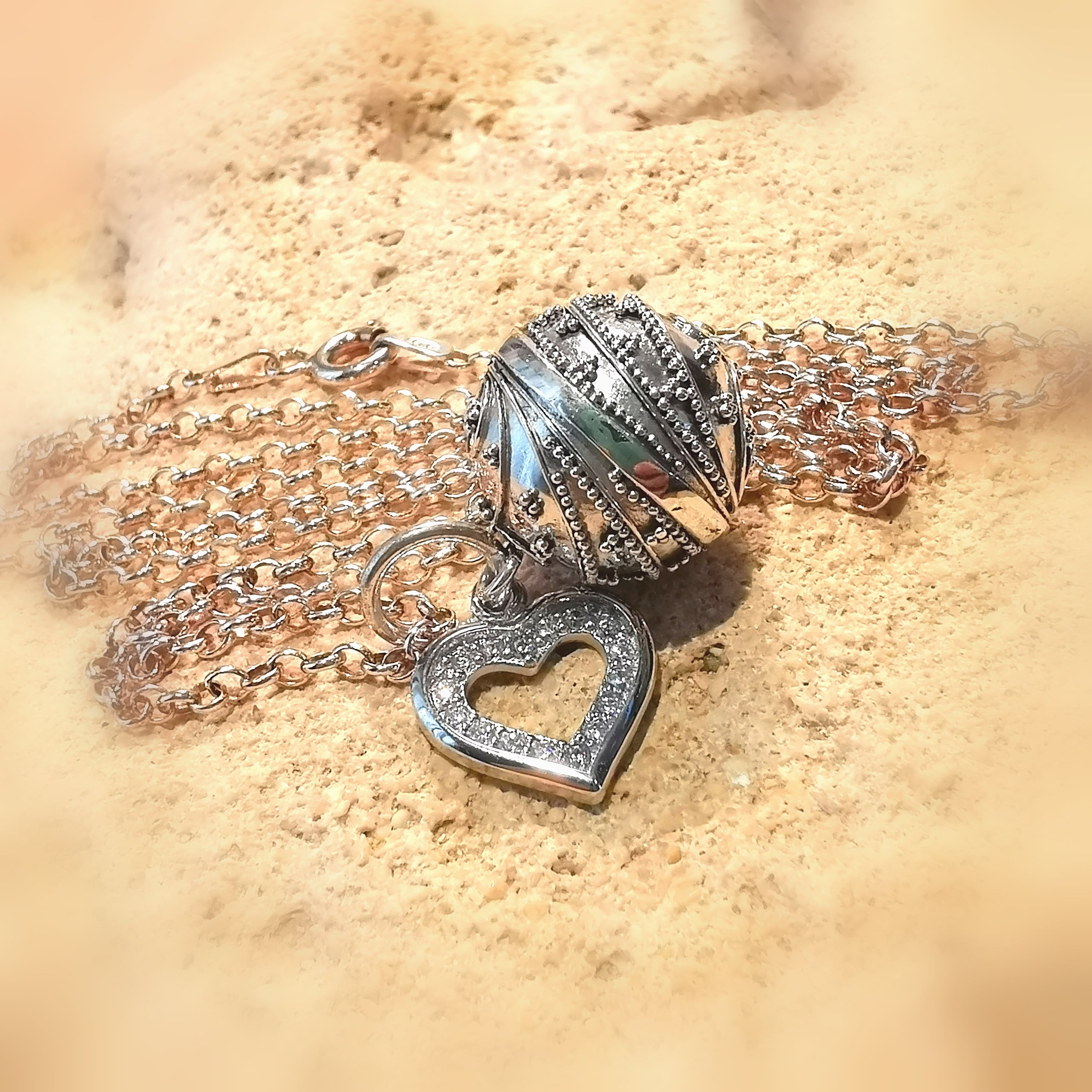 Engelsrufer Planeten Klangkugel Sterlingsilber Kette 60 cm, Karma Energie Schmuck Set, geliebt und behütet