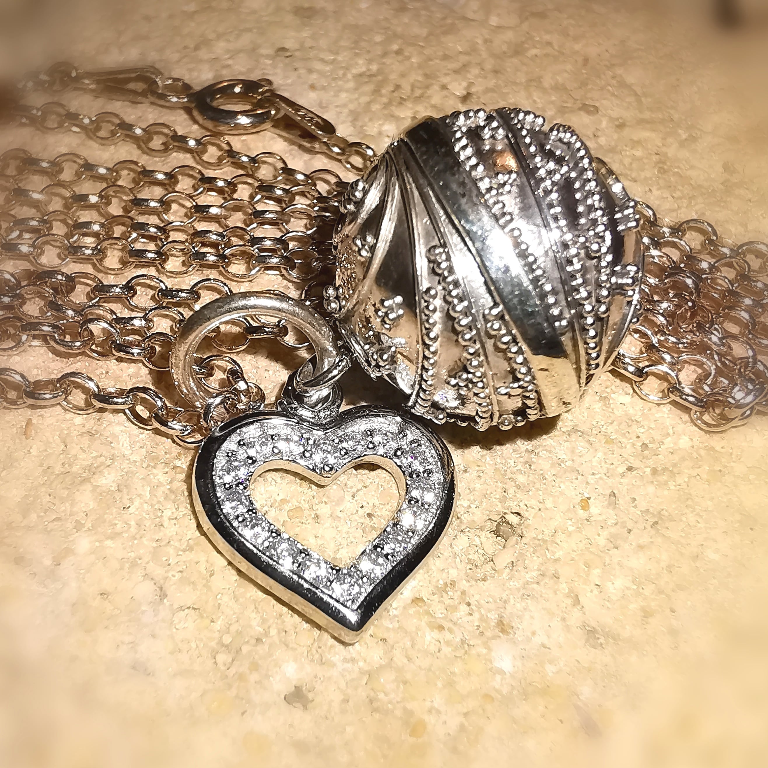 Engelsrufer Planeten Klangkugel Sterlingsilber Kette 60 cm, Karma Energie Schmuck Set, geliebt und behütet