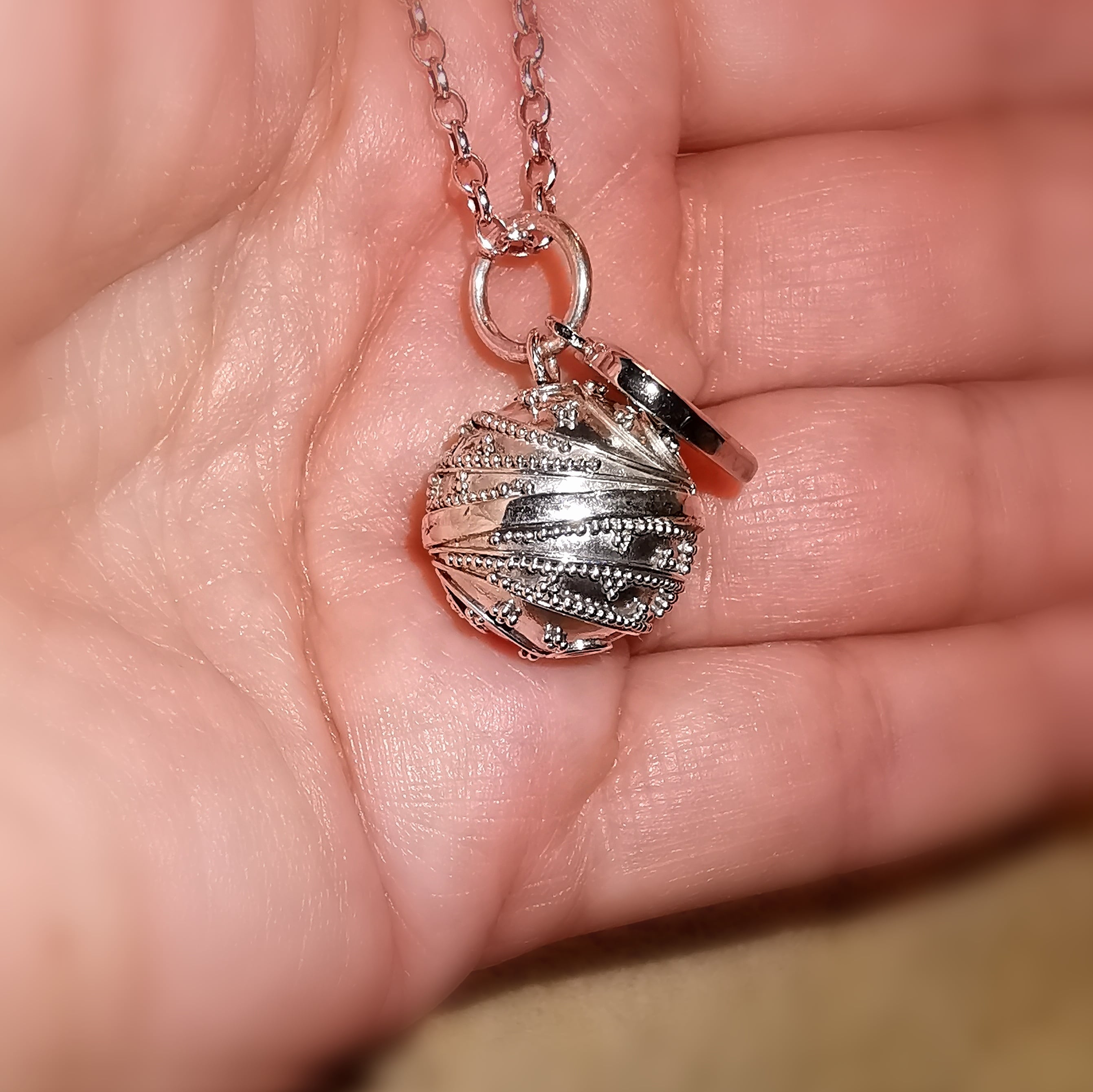 Engelsrufer Planeten Klangkugel Sterlingsilber Kette 60 cm, Karma Energie Schmuck Set, geliebt und behütet