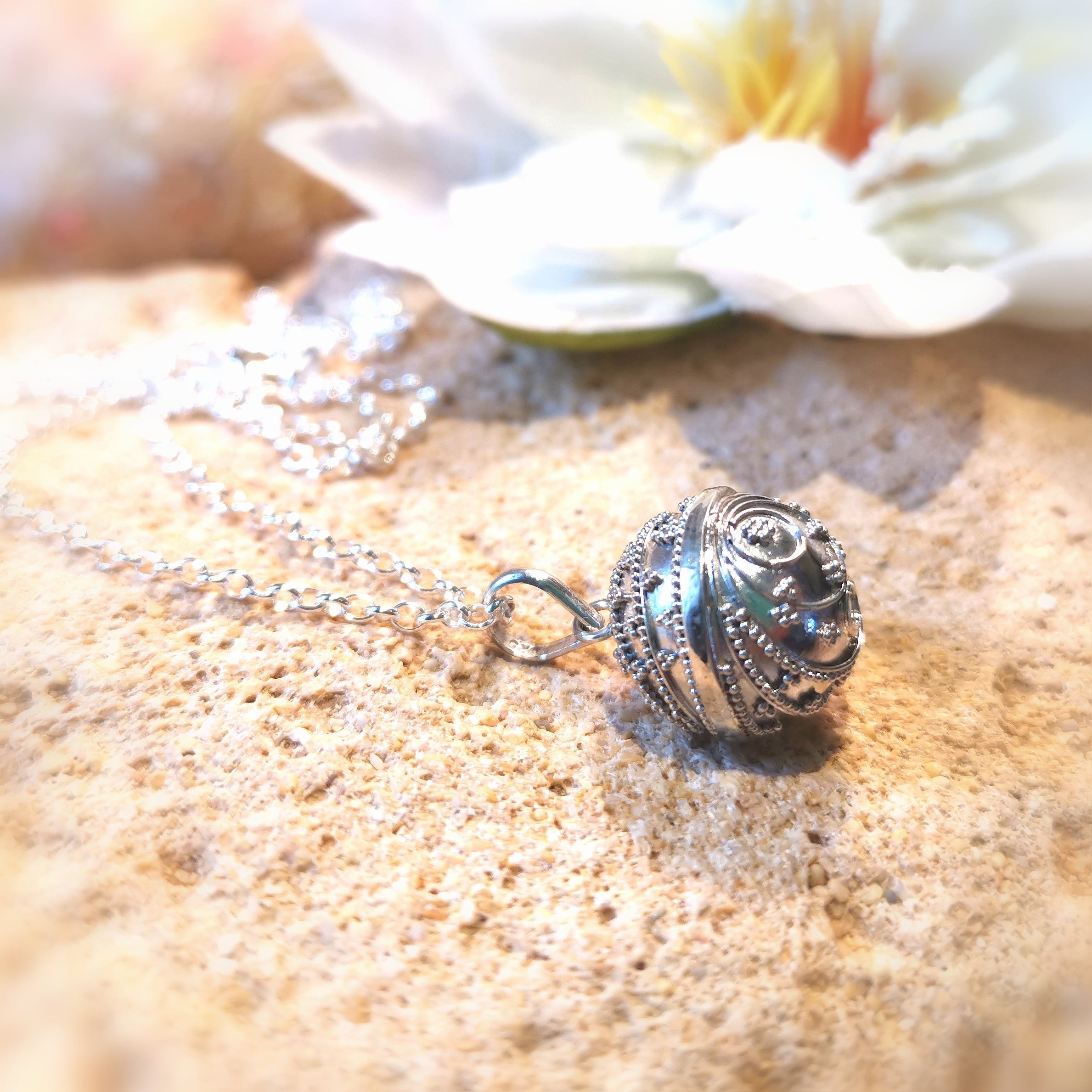 Engelsrufer Planeten Klangkugel Sterlingsilber Kette 80 cm, Energie Karma Schmuck Set, in Liebe und Schutz