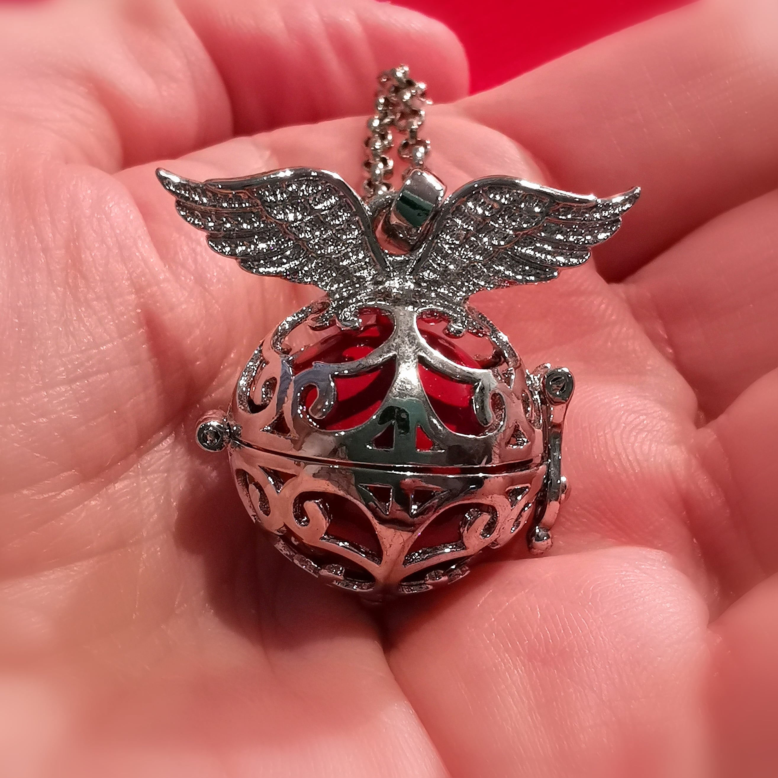 Engelsrufer Flügel Fashion Edelstahl Kette Rot 70 cm - Optimismus, Wurzelchakra Erdung und Kraft