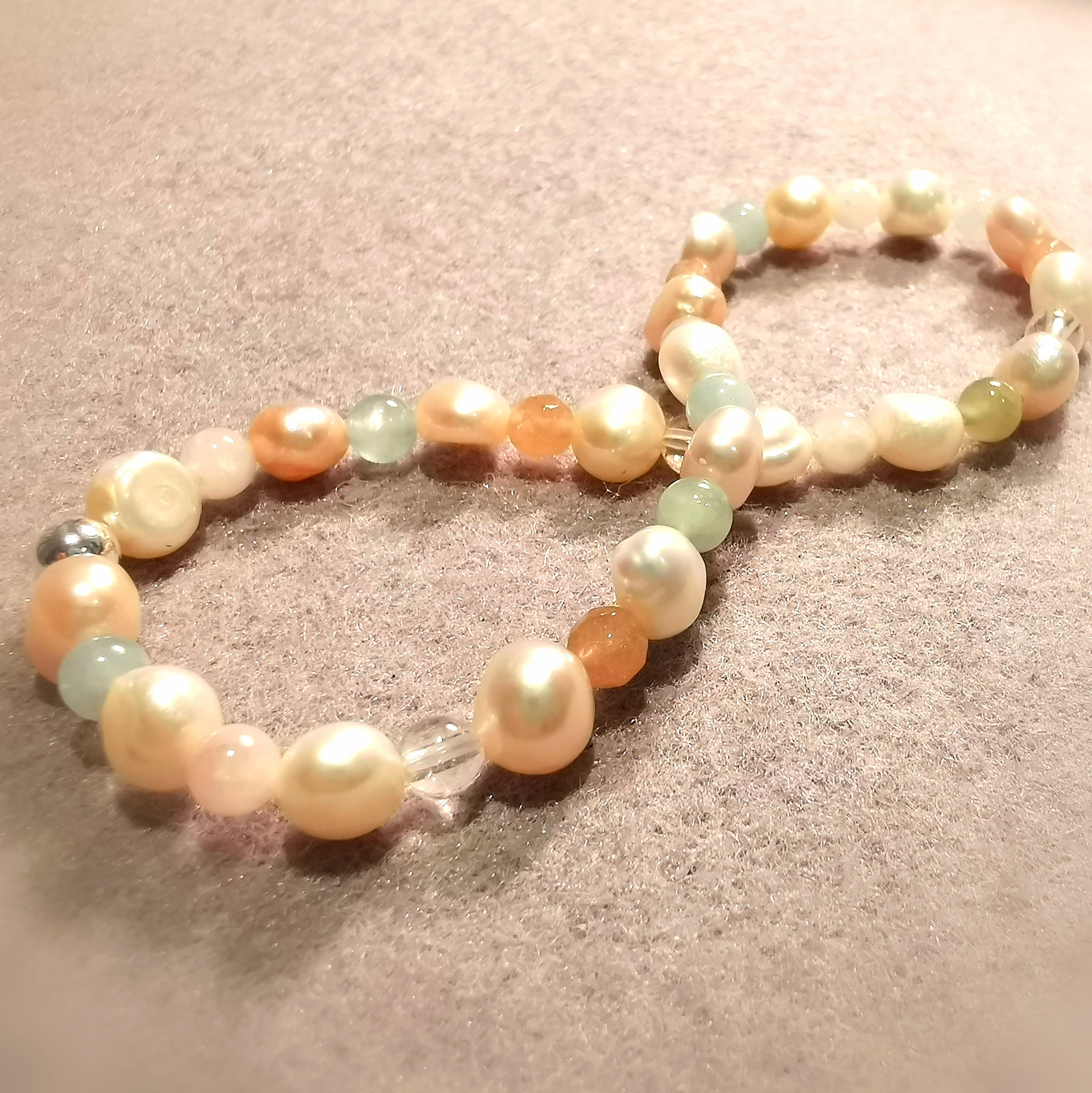 Mondstein Morganit Sonnenstein Aquamarin Perle: Edelstein Heilstein Karma Armband, Zauber des Lebens