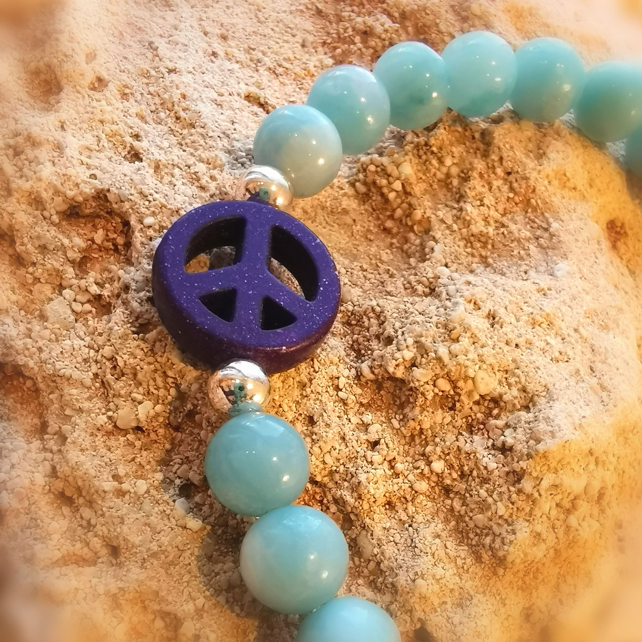 Amazonit Peace Edelstein Heilstein Karma Armband L/XL geweiht, Frieden und Fröhlichkeit