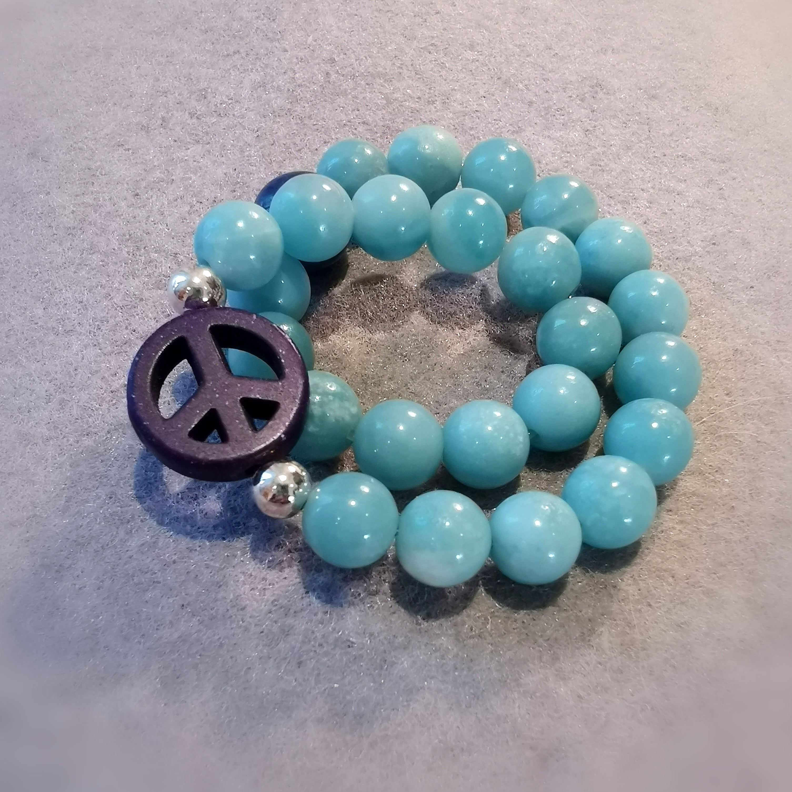 Amazonit Peace Edelstein Heilstein Karma Armband L/XL geweiht, Frieden und Fröhlichkeit