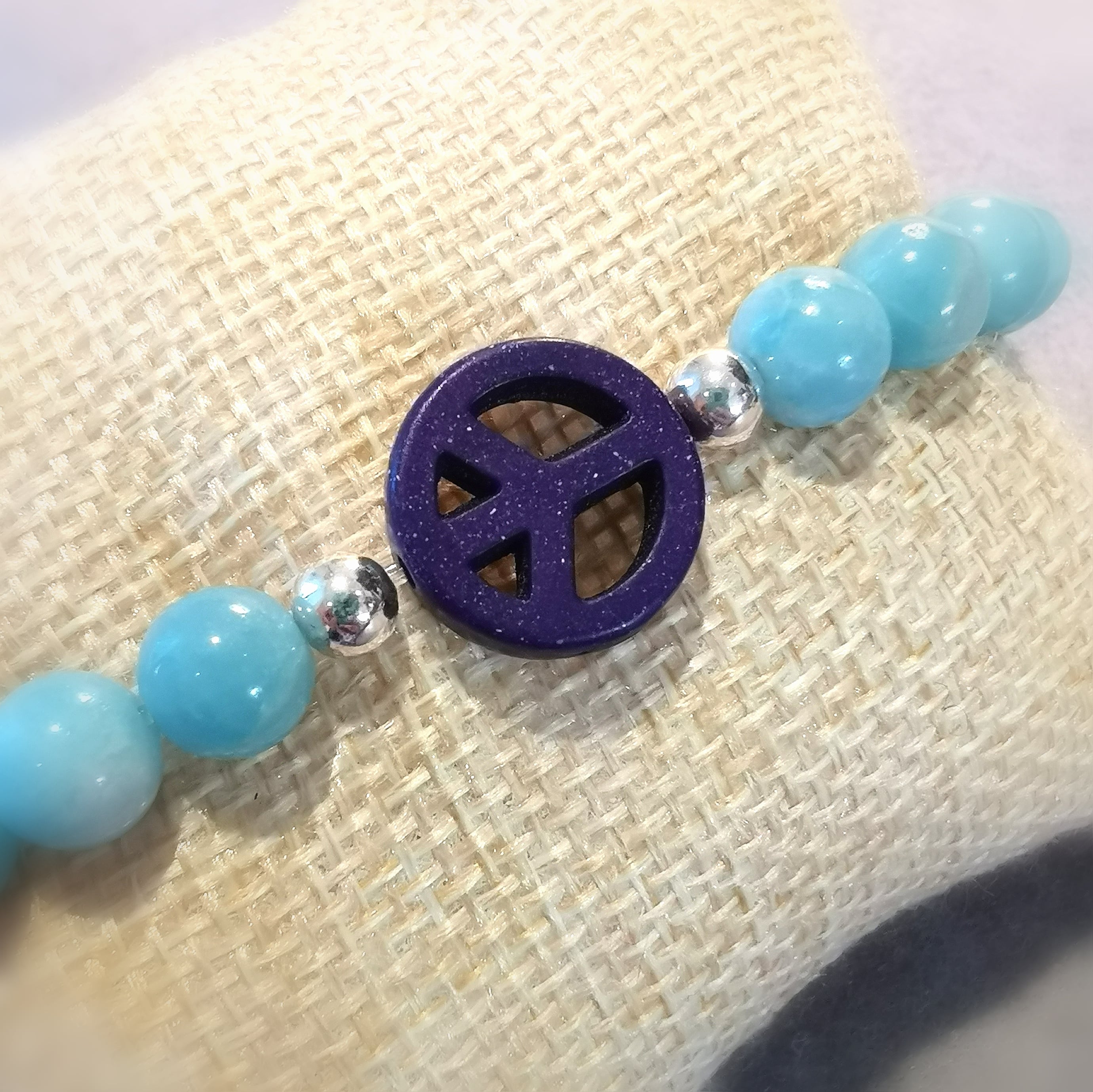 Amazonit Peace Edelstein Heilstein Karma Armband L/XL geweiht, Frieden und Fröhlichkeit