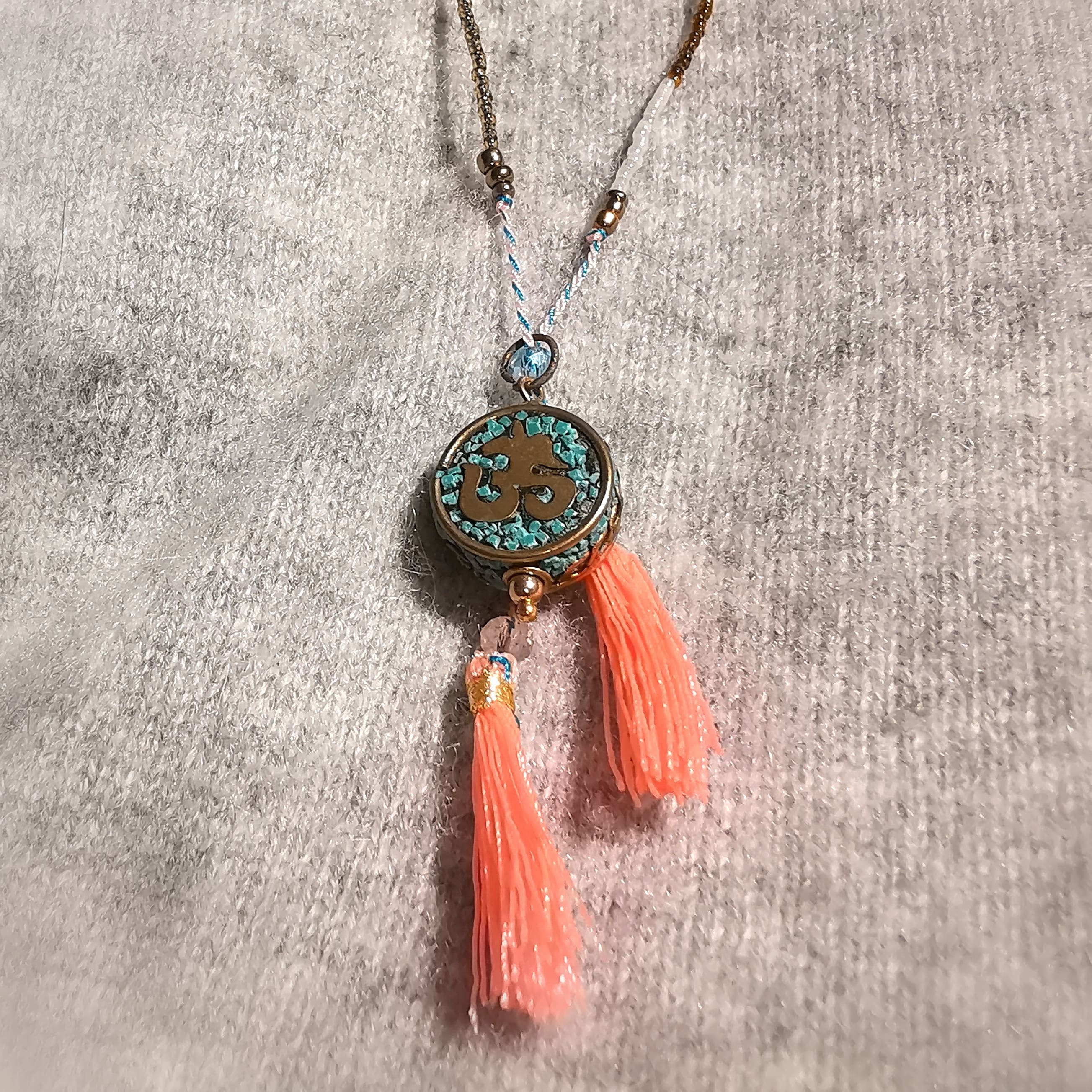 OM Budhha Chakra Karma Kette türkis, love peace happiness - Lebensfreude