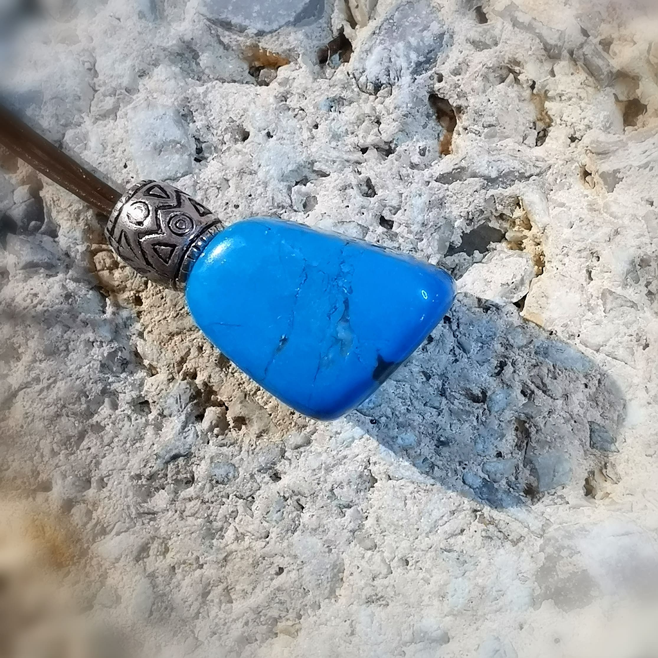 Türkis Magnesit Edelstein Heilstein Karma Kette love peace happiness, geweiht - frei sein