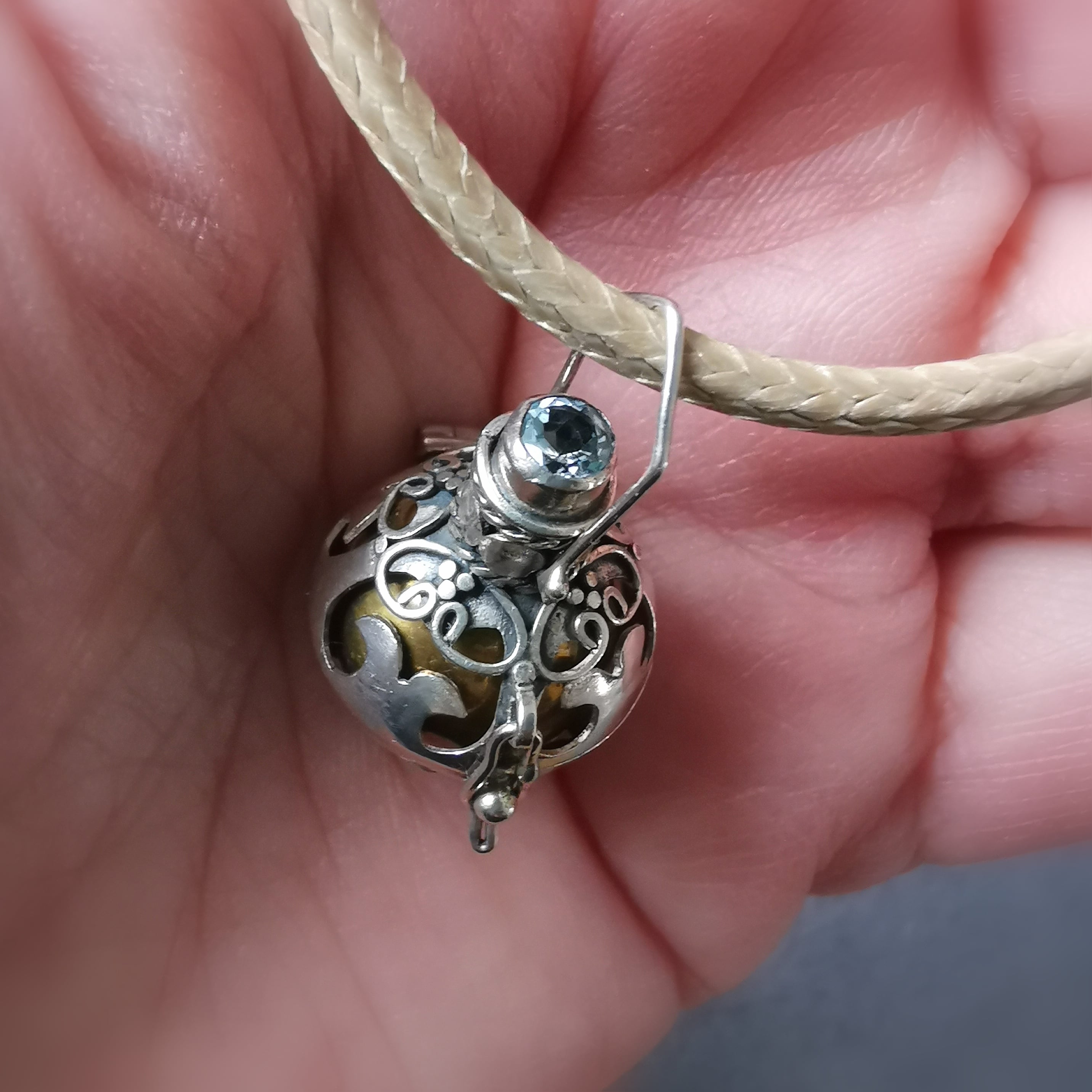 Engelsrufer Set mit Aquamarin Edelstein Karma Kette love peace happiness - Leichtigkeit