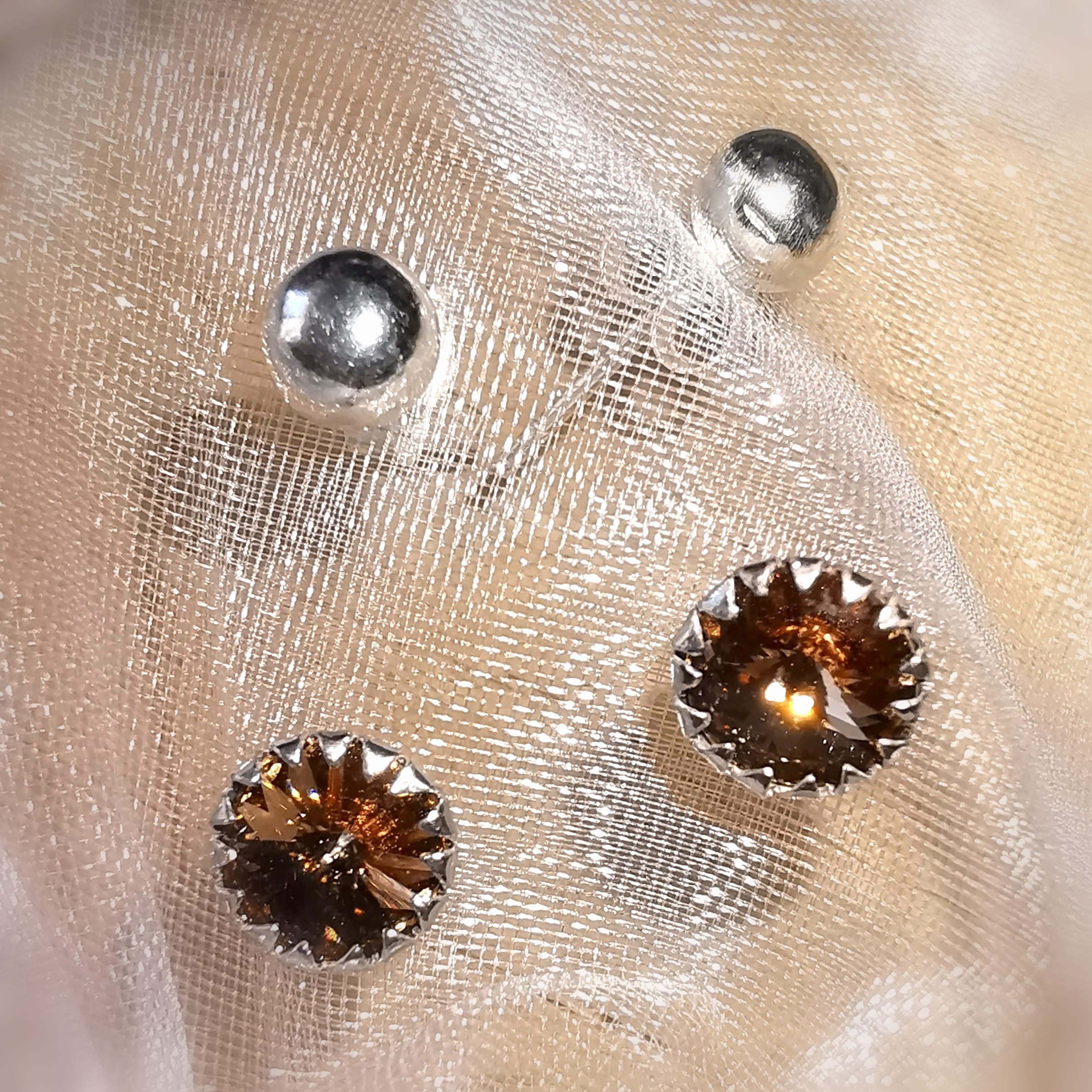 Geschenk Set Ohrstecker Swarovski und Sterlingsilber Stecker, lichtvolle Kristall Ohrringe und, Aprikot: Leichtigkeit