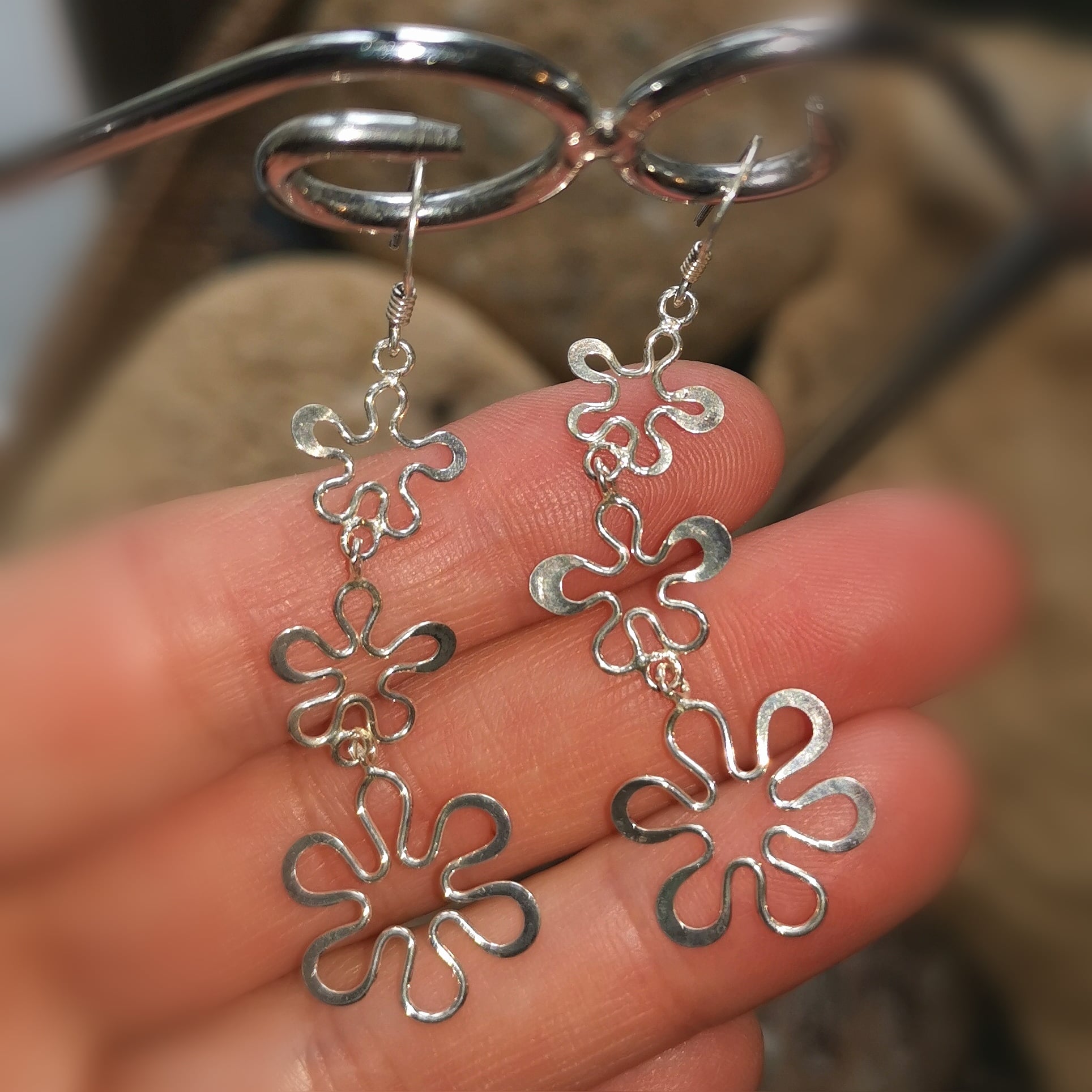 Blüten Ohrringe Blume des Lebens Sterlingsilber, Freude und Leichtigkeit