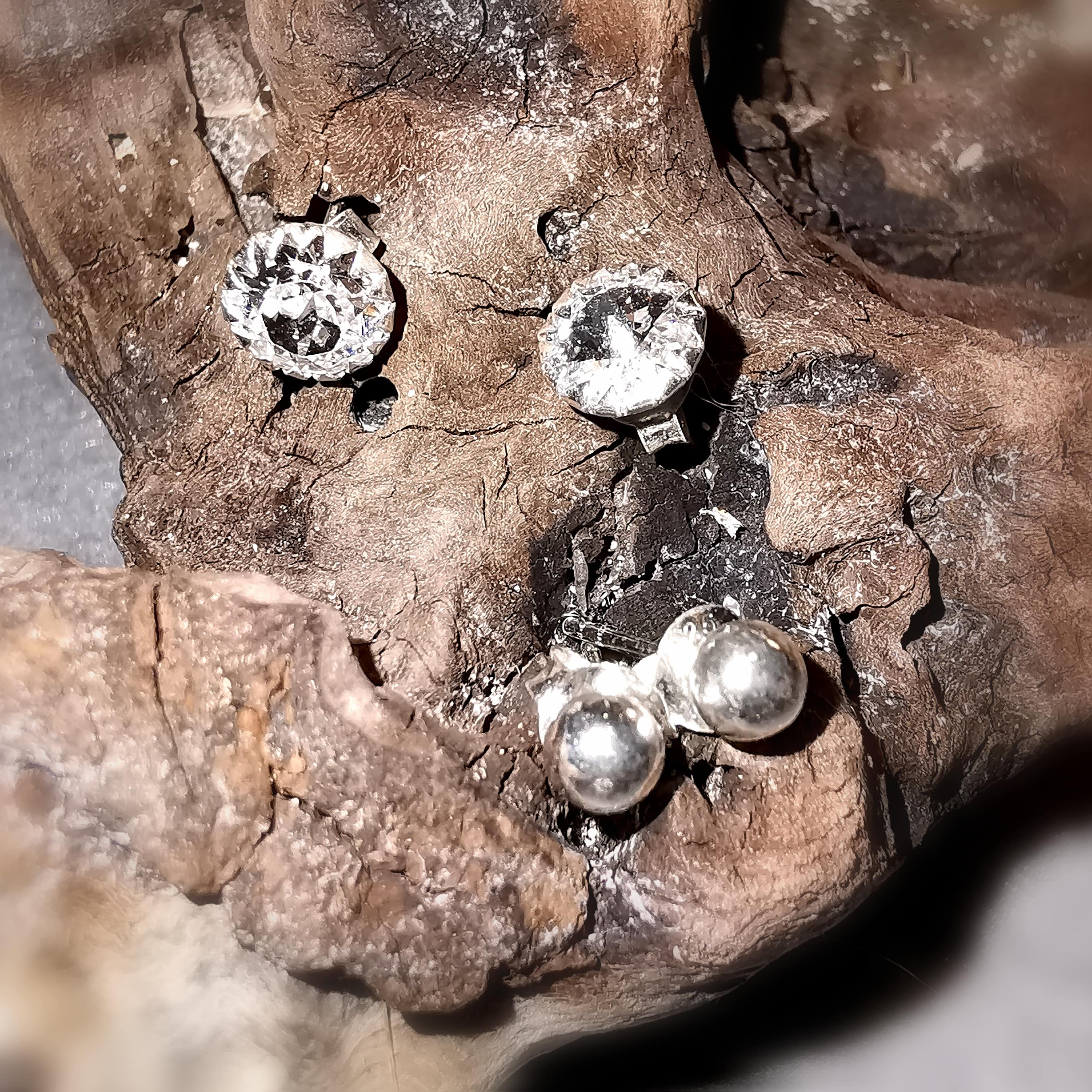 Geschenk Set Ohrstecker Swarovski und Sterlingsilber Stecker, lichtvolle Kristall Ohrringe und, weiss silber: Klarheit