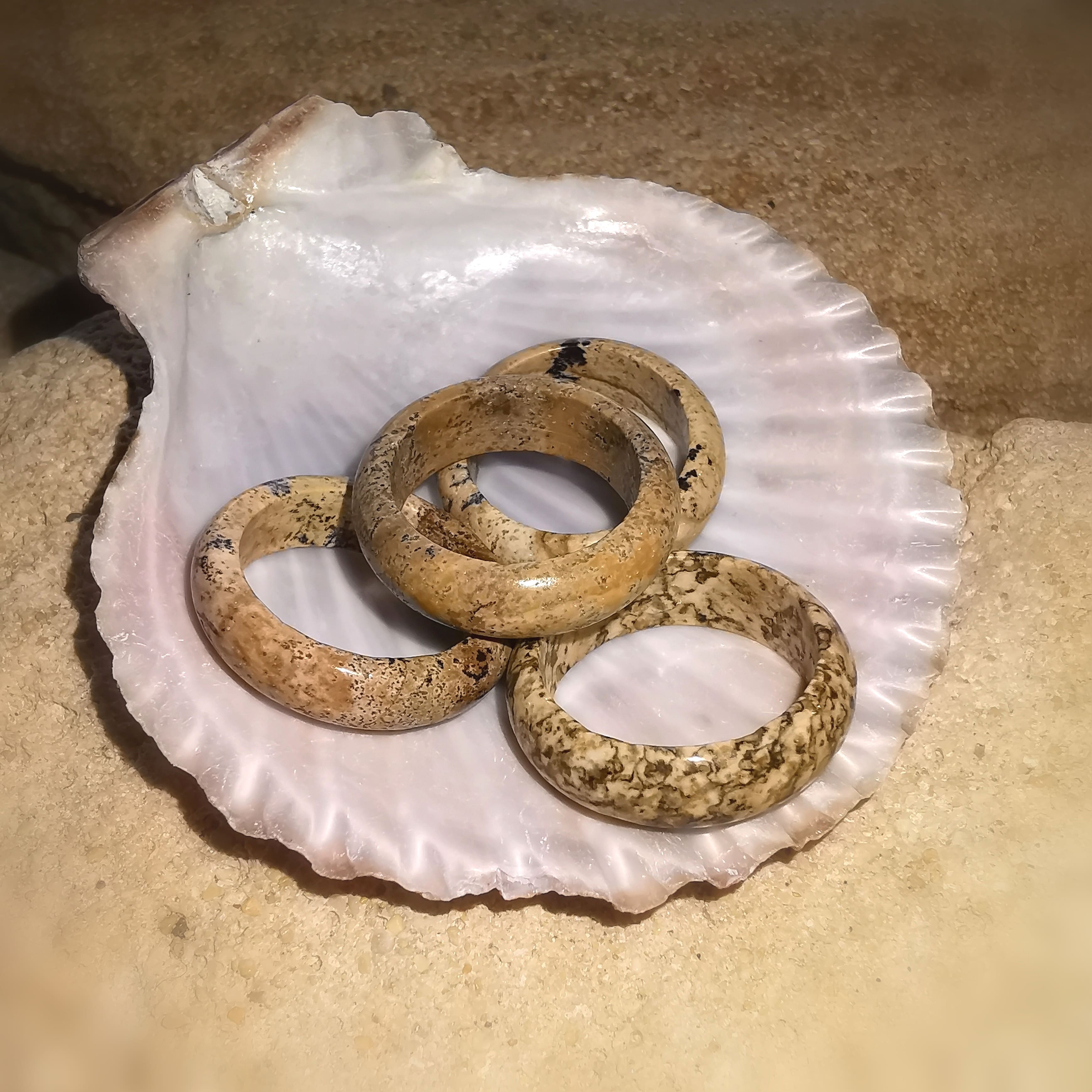 Landschaftsjaspis Jaspis Edelstein Heilstein Ring, braun beige - Wohlbefinden