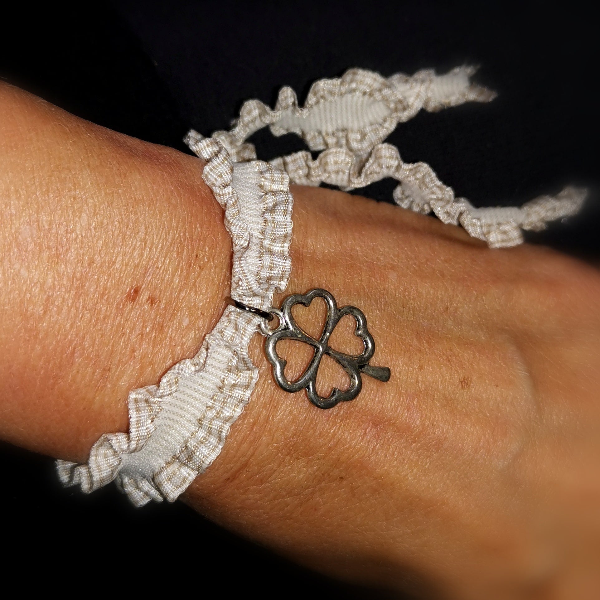 Glücksklee Kleeblatt Elastik Karma Armband, alle Größen, Glück und Freude