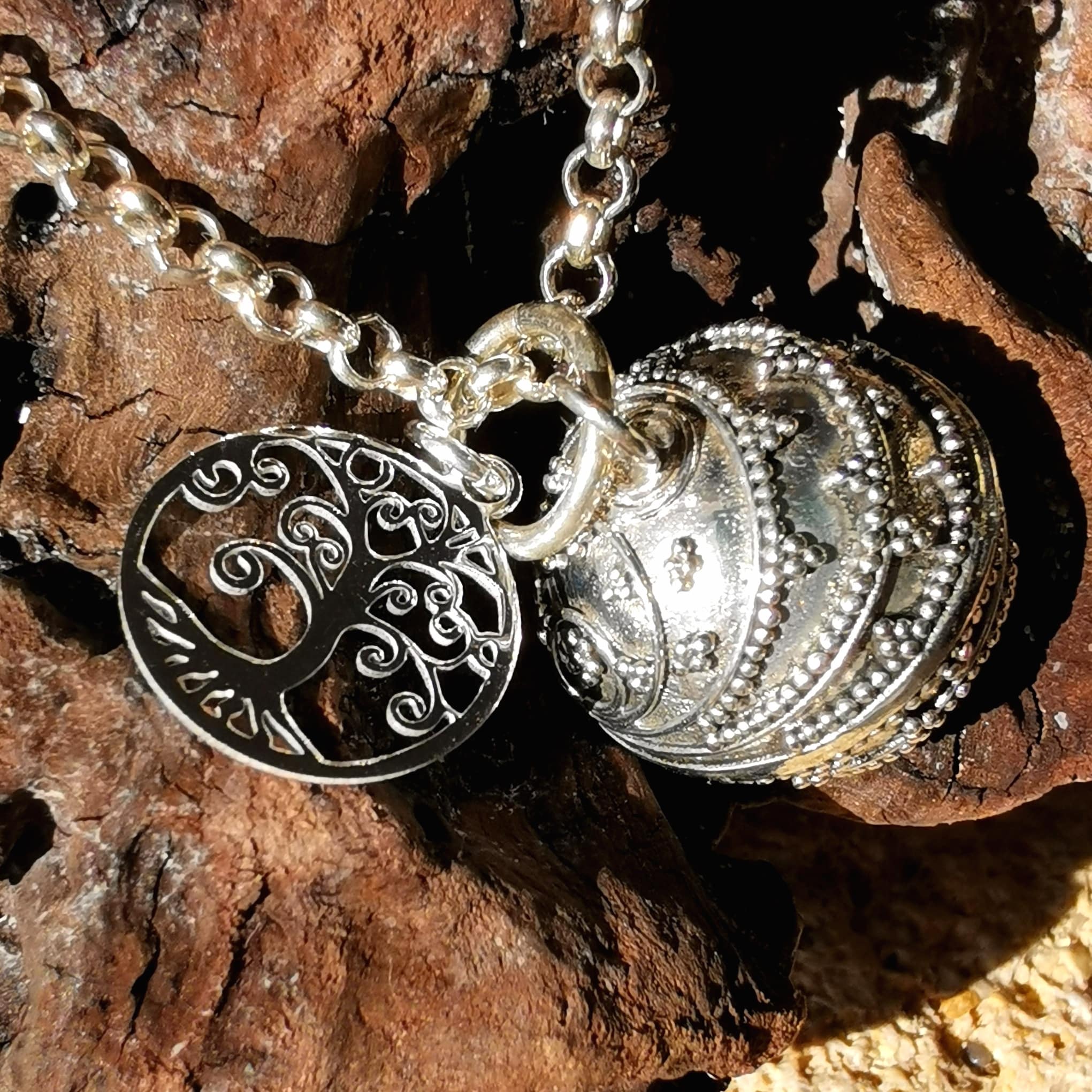 Engelsrufer Lebensbaum Glücksbringer Sterlingsilber Karma Kette, geweiht - Himmel und Erde
