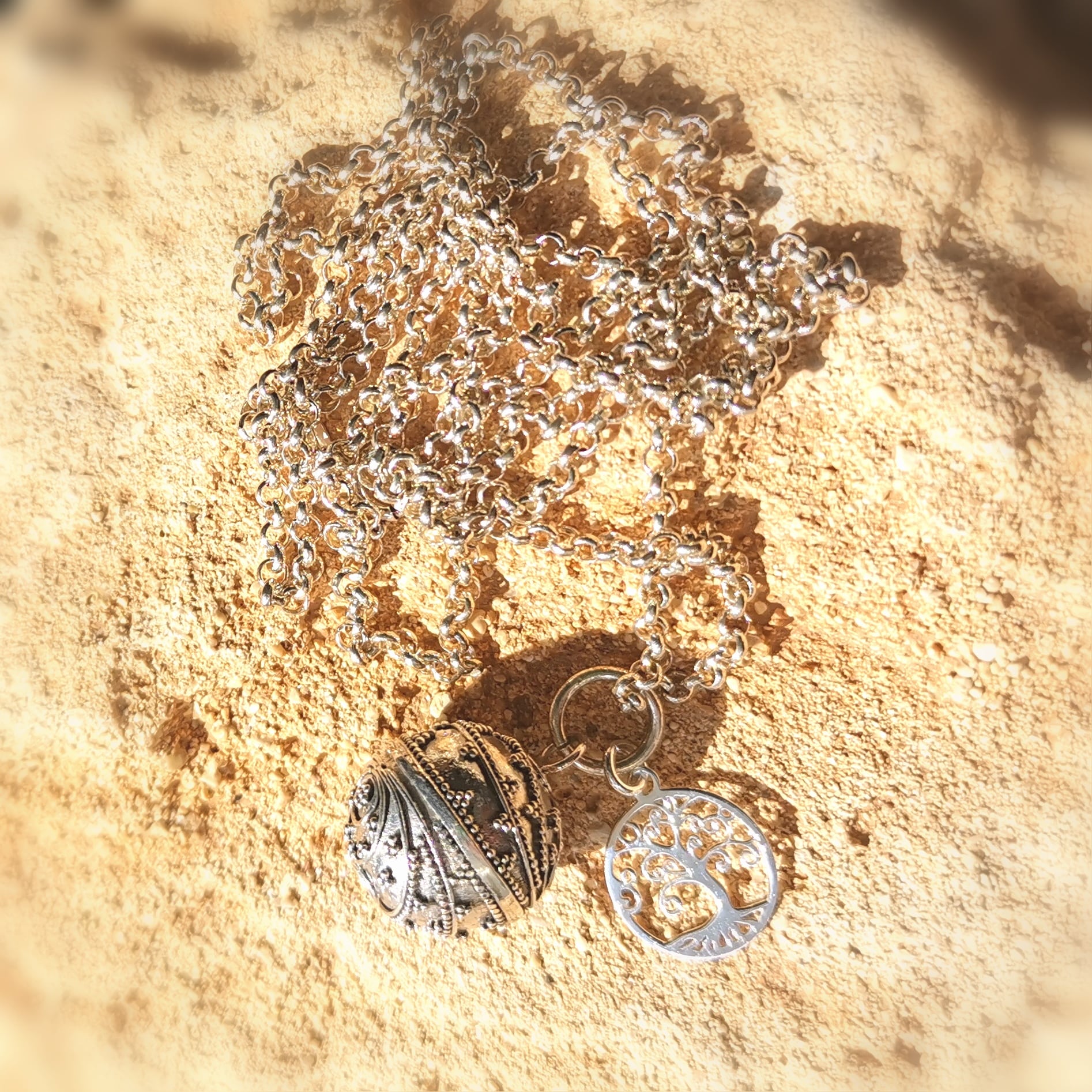 Engelsrufer Lebensbaum Glücksbringer Sterlingsilber Karma Kette, geweiht - Himmel und Erde