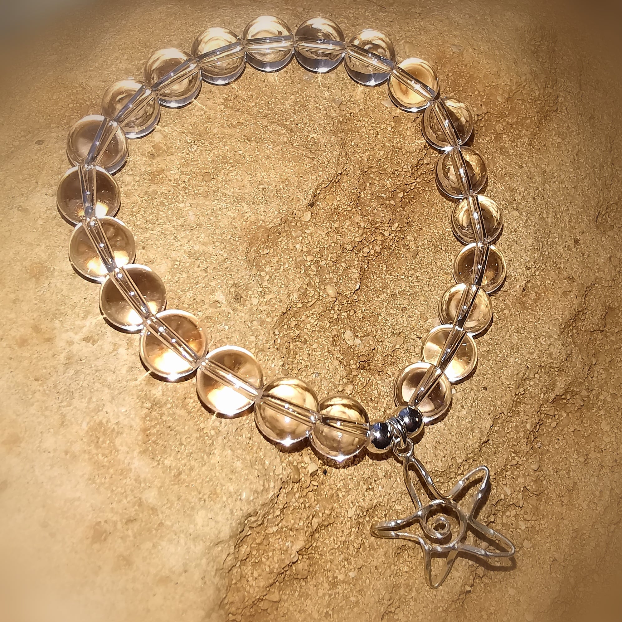 Bergkristall Edelstein Heilstein Seestern Karma Armband AA Qualität, geweiht - Zeit für Wunder