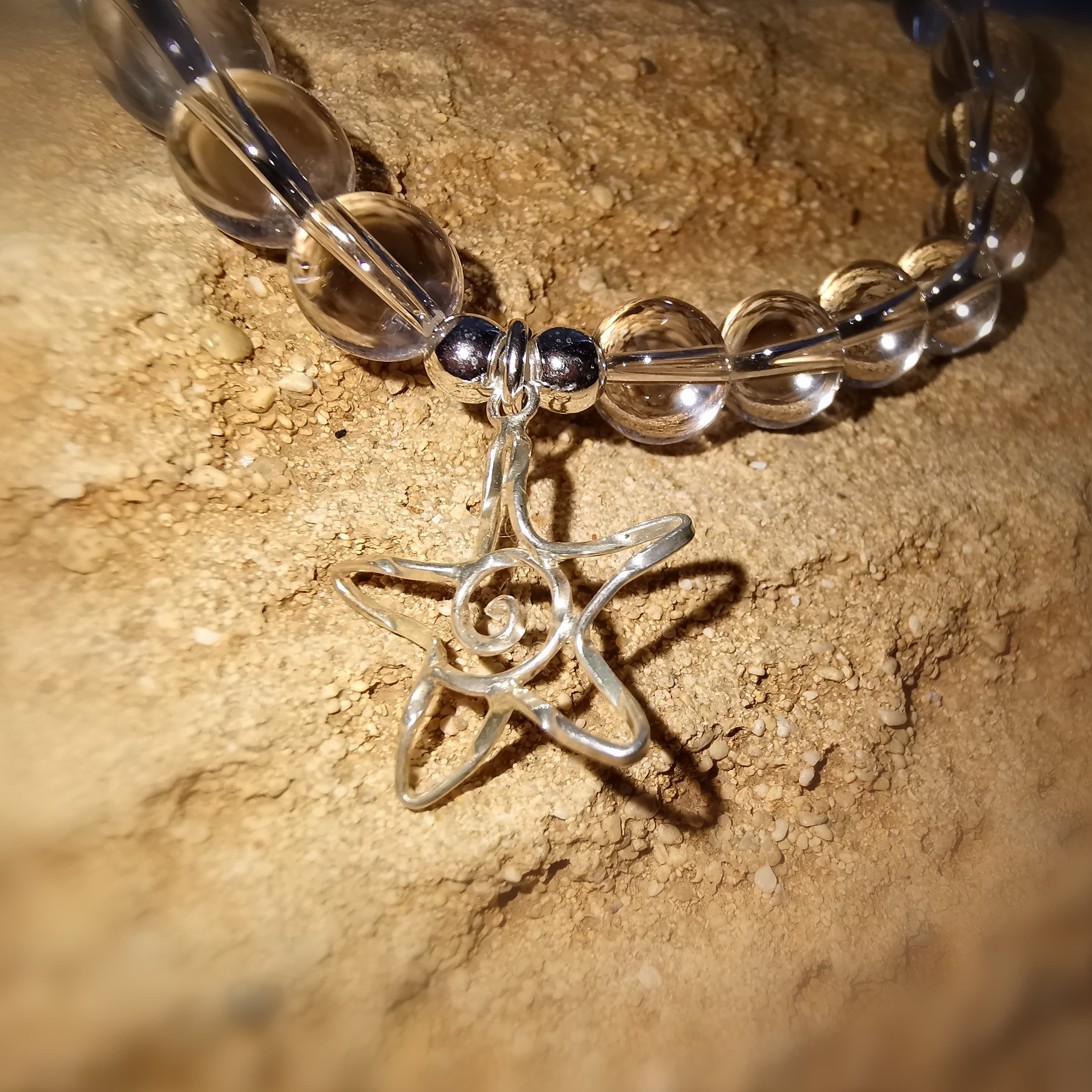 Bergkristall Edelstein Heilstein Seestern Karma Armband AA Qualität, geweiht - Zeit für Wunder