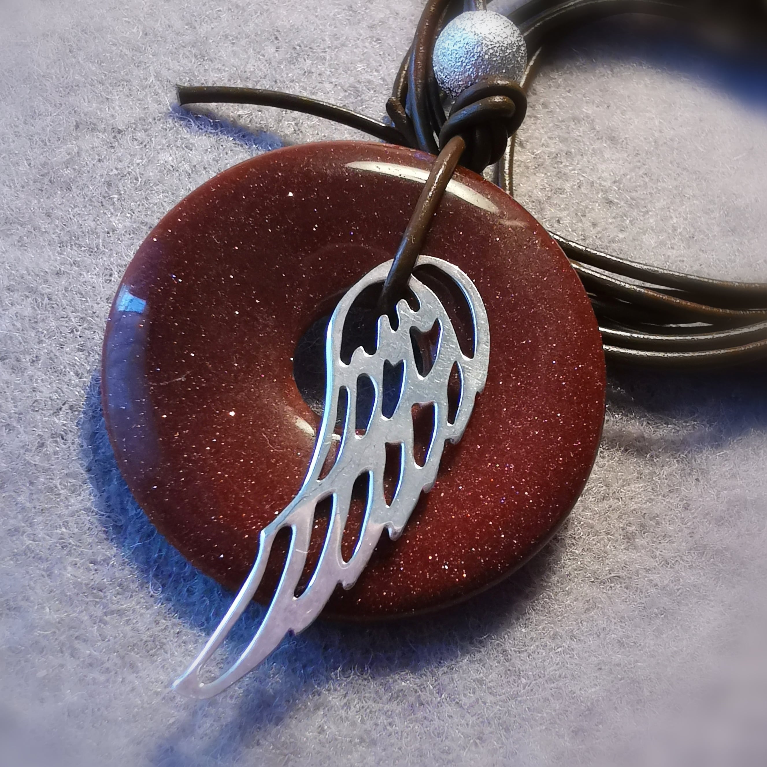 Gold Aventurin Engelsflügel Edelstein Heilstein Karma Schmuck Kette, geweiht - Eigenliebe