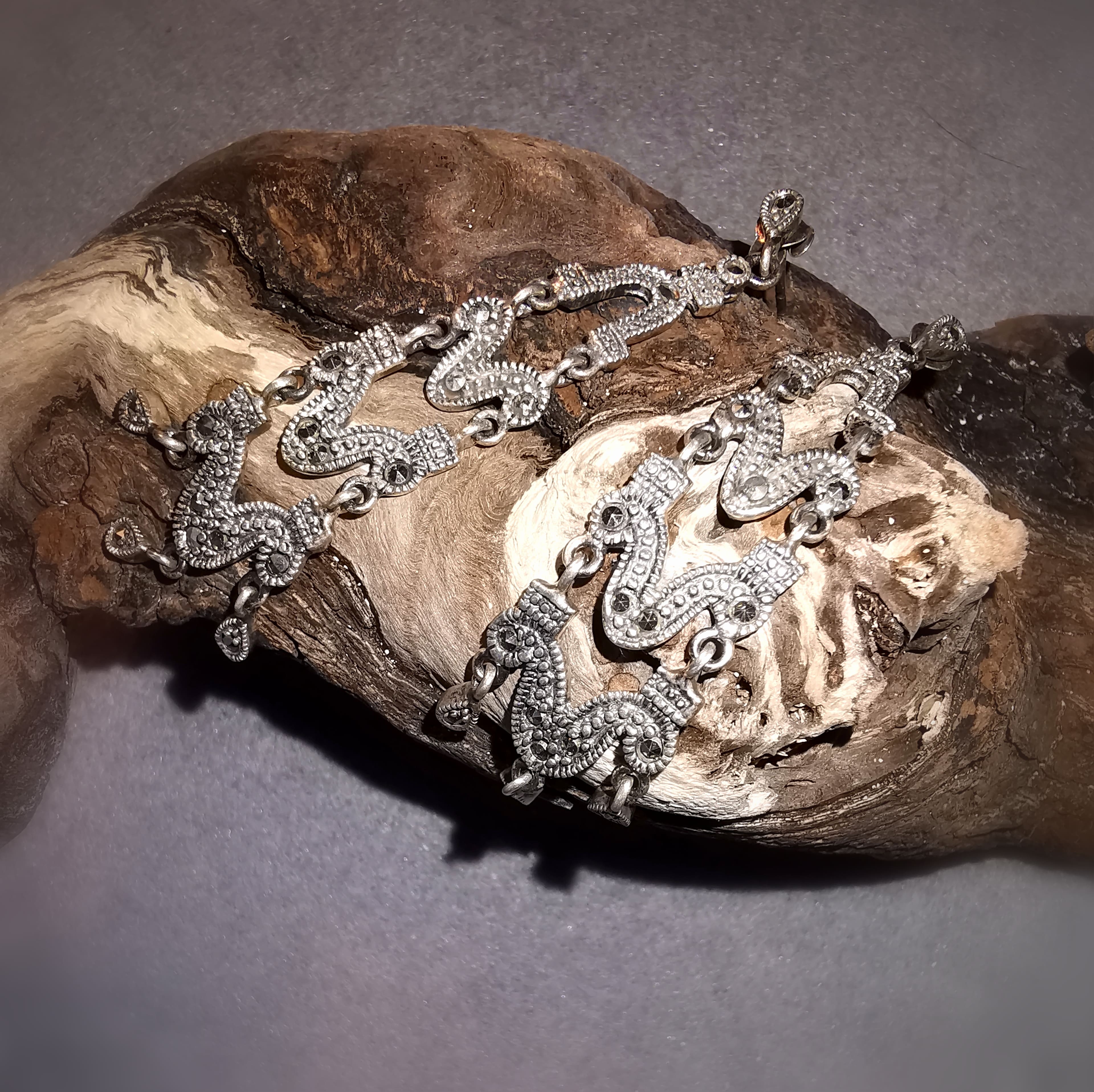 Markasit Tropfen Sterlingsilber Vintage Edelstein Ohrringe üppig, Handarbeit - Kraft und Erneuerung