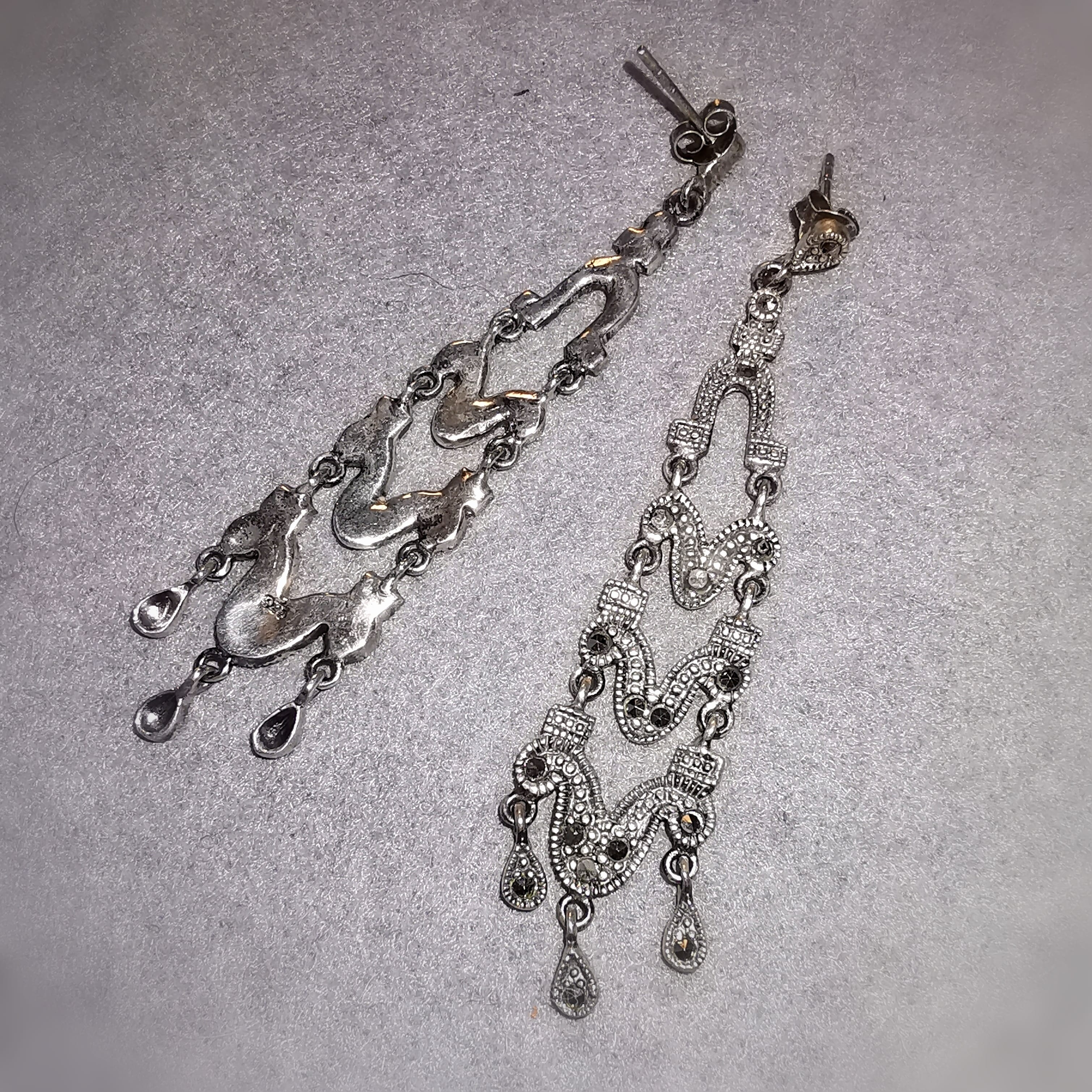 Markasit Tropfen Sterlingsilber Vintage Edelstein Ohrringe üppig, Handarbeit - Kraft und Erneuerung