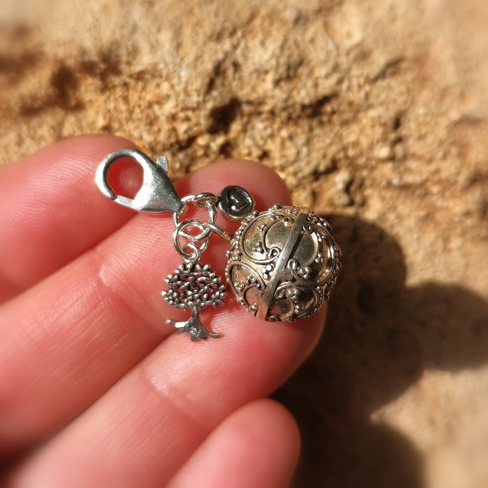 Engelsrufer Lebensbaum Herz Charm Karabiner Sterlingsilber - Kraft der Liebe