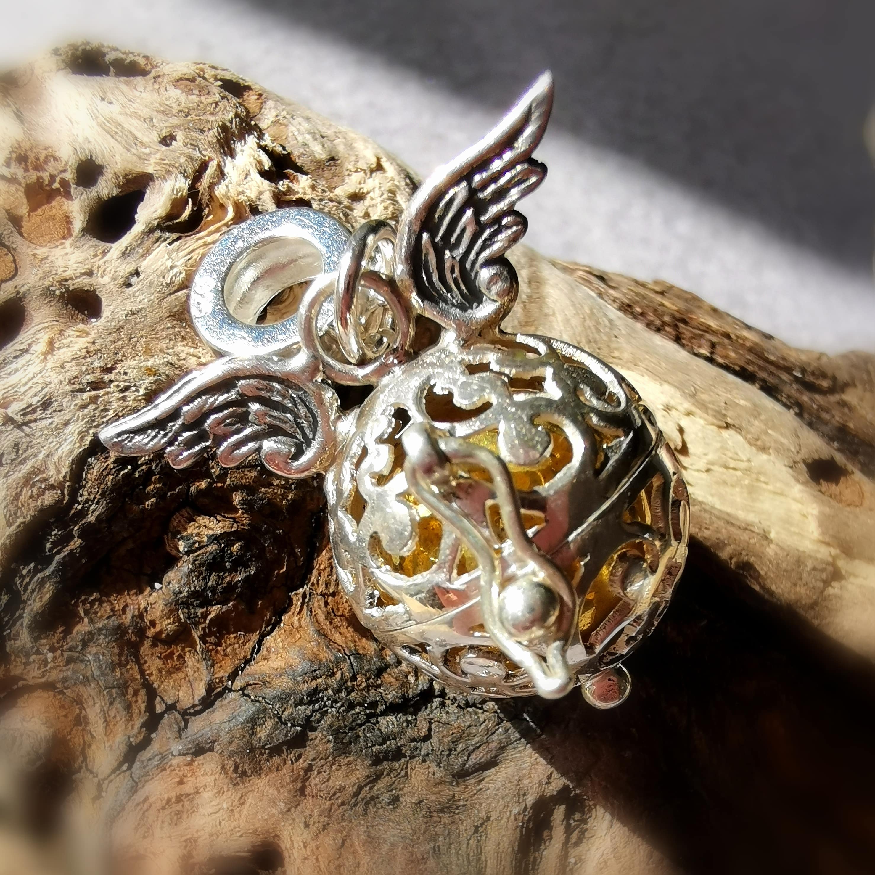 Engelsrufer Klangkugel Flügel Sterlingsilber Bead Charm Anhänger für Sammel Armbänder