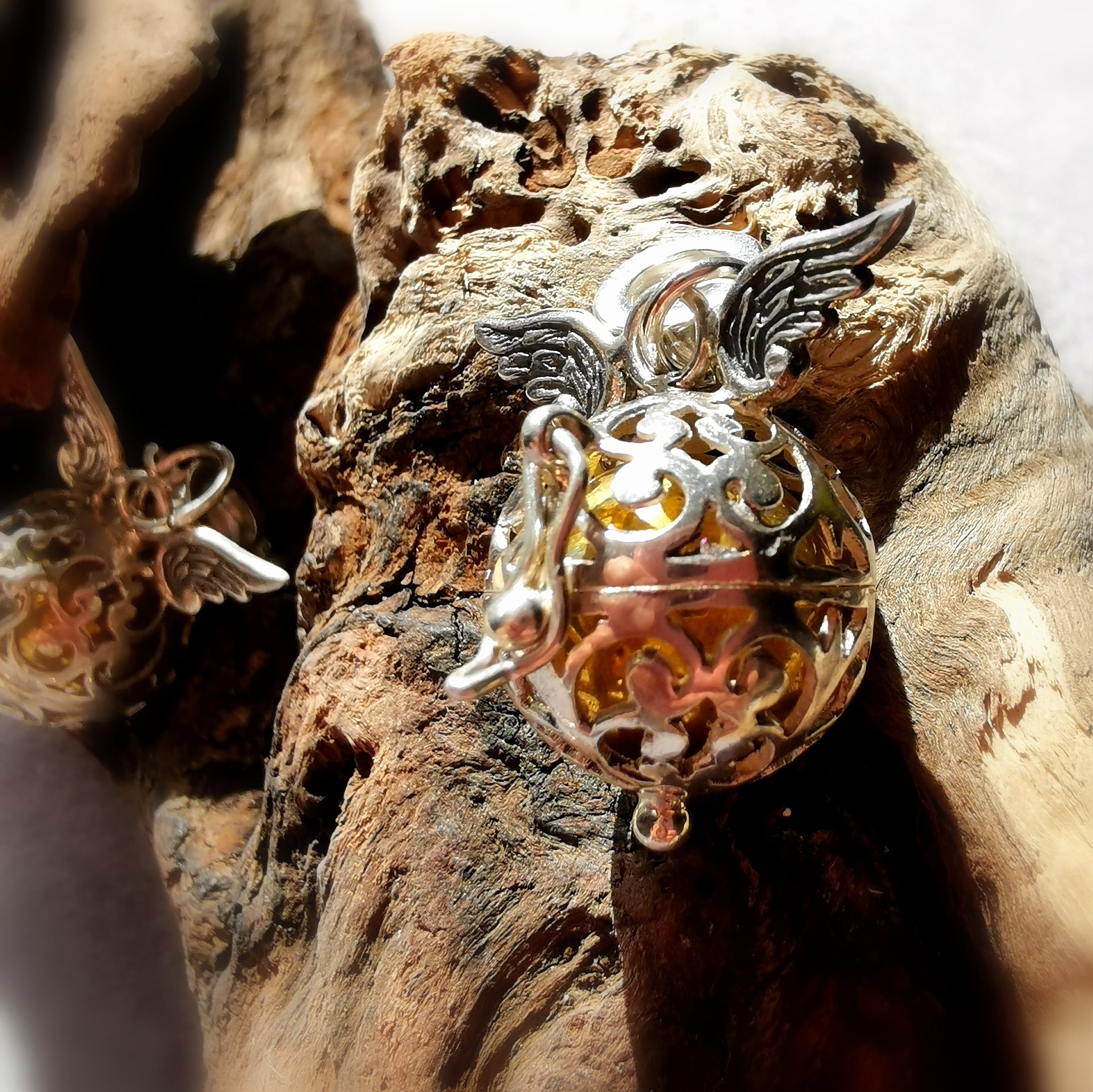 Engelsrufer Klangkugel Flügel Sterlingsilber Bead Charm Anhänger für Sammel Armbänder