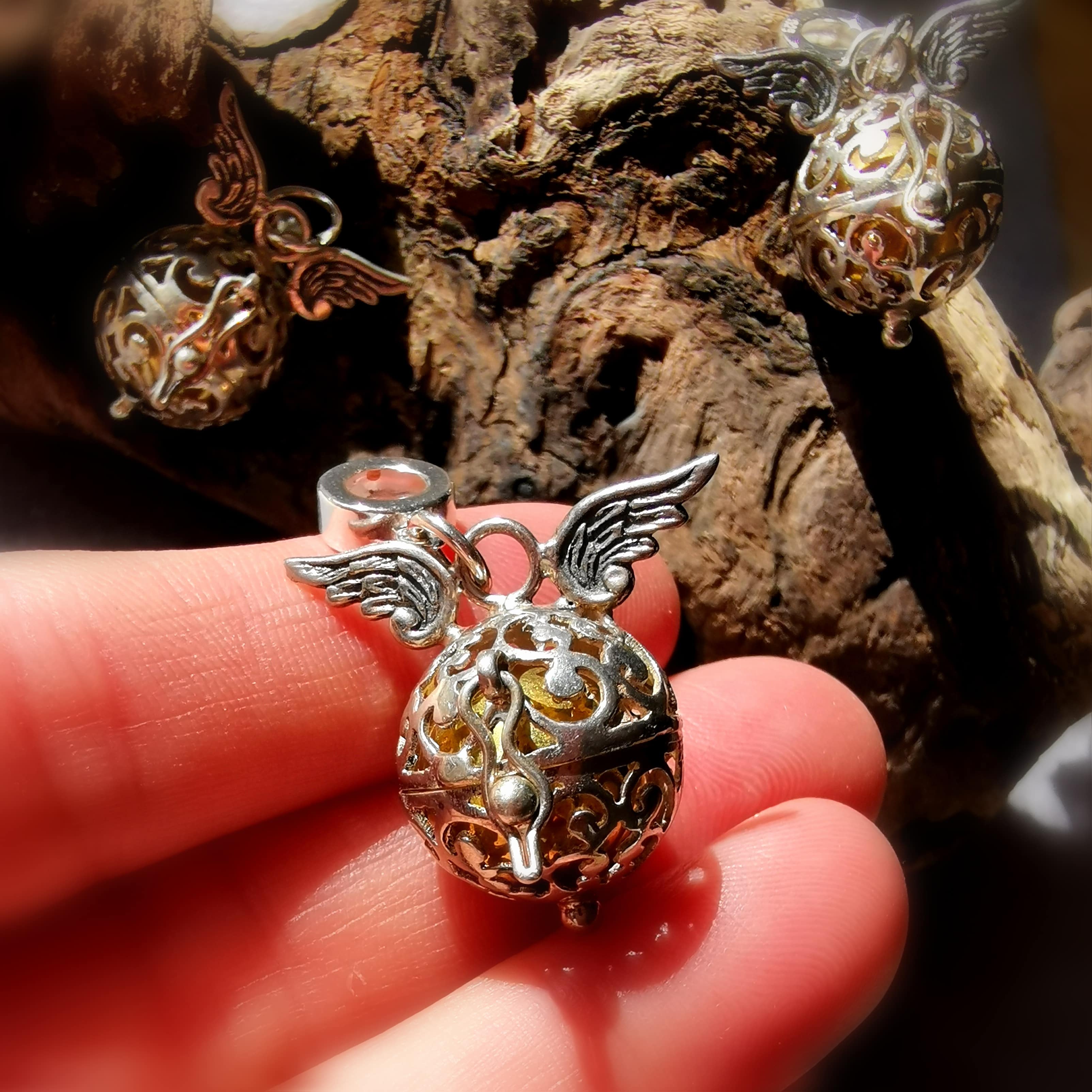 Engelsrufer Klangkugel Flügel Sterlingsilber Bead Charm Anhänger für Sammel Armbänder