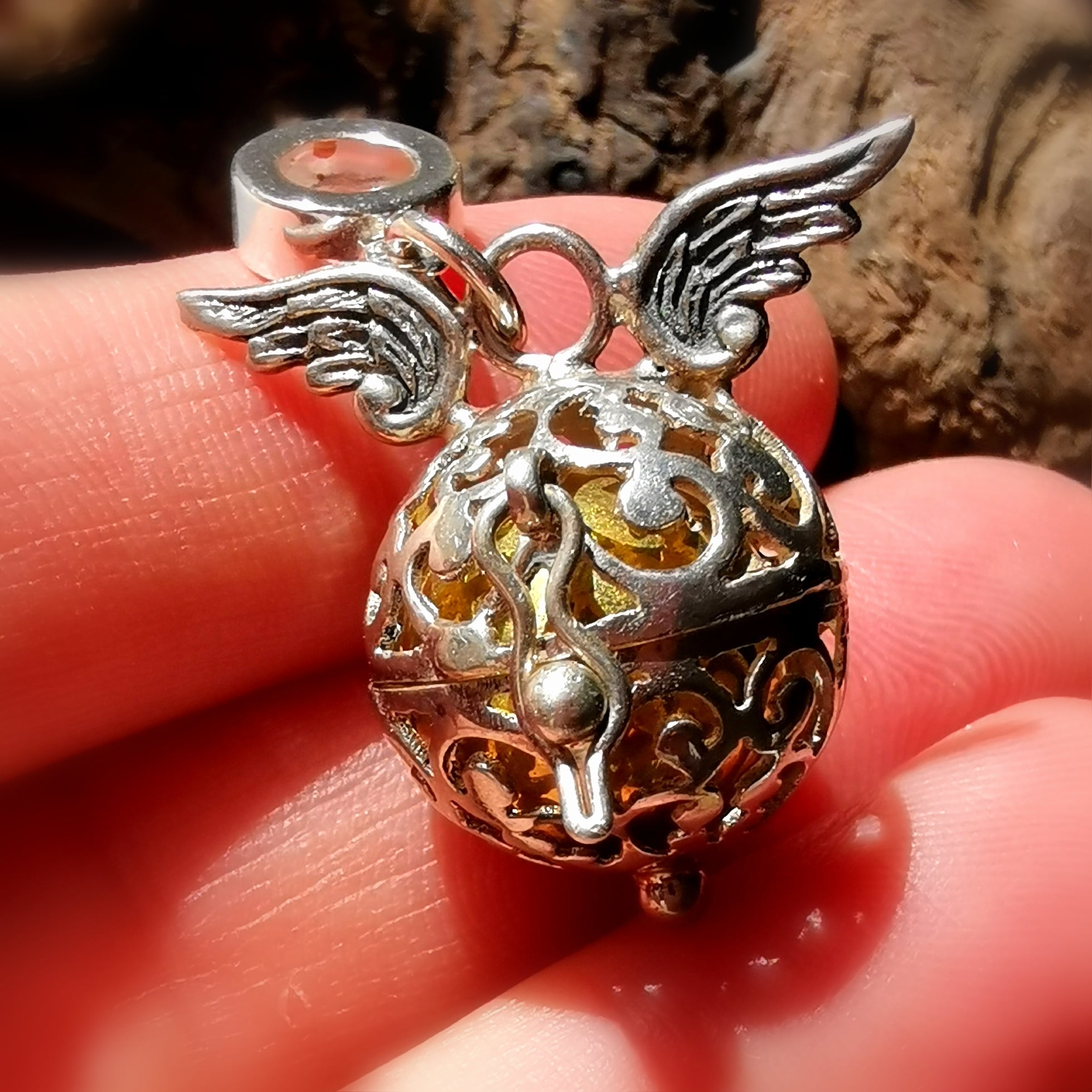 Engelsrufer Klangkugel Flügel Sterlingsilber Bead Charm Anhänger für Sammel Armbänder
