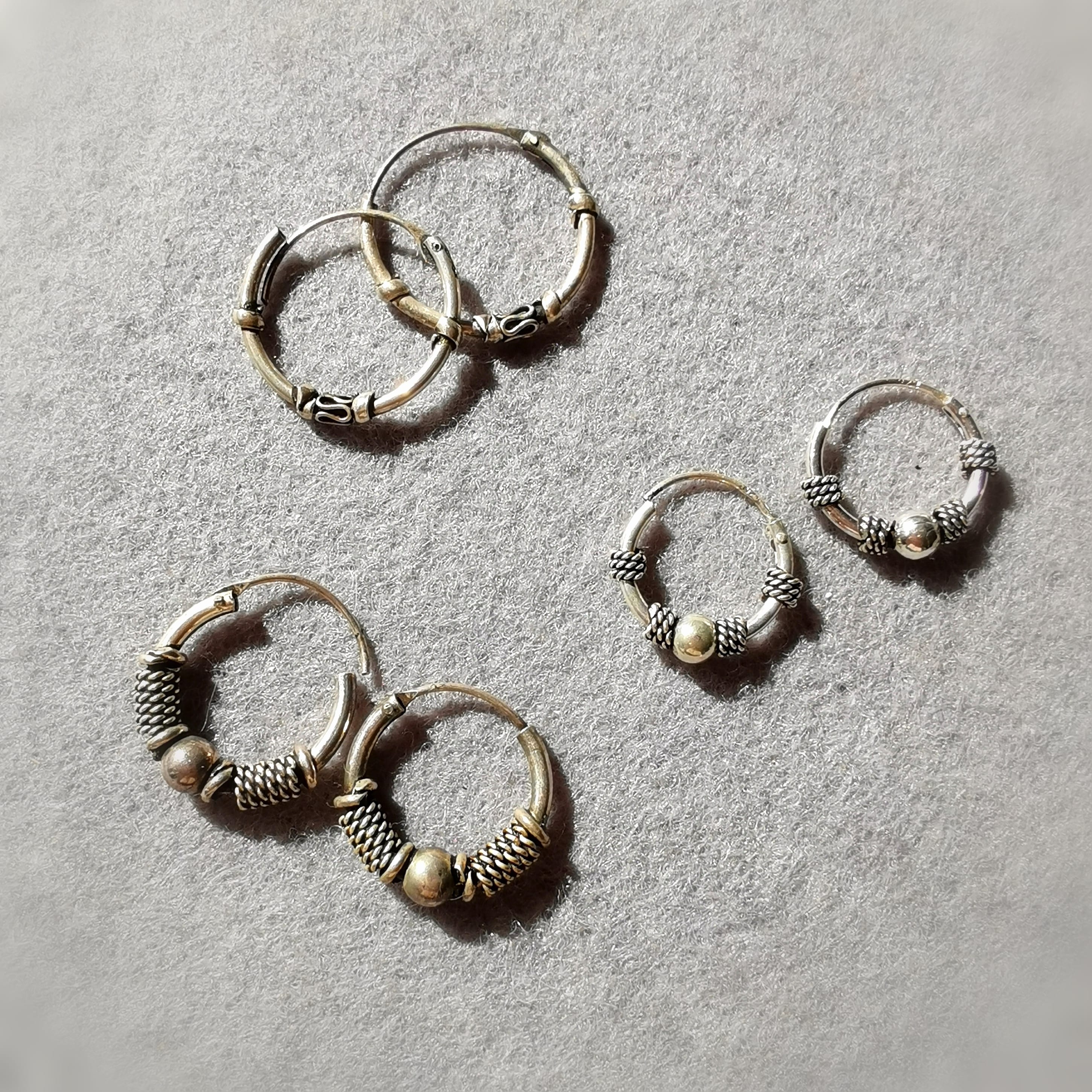 Creolen Bali Stil Ohrringe 925er Sterlingsilber Love Peace and Happiness