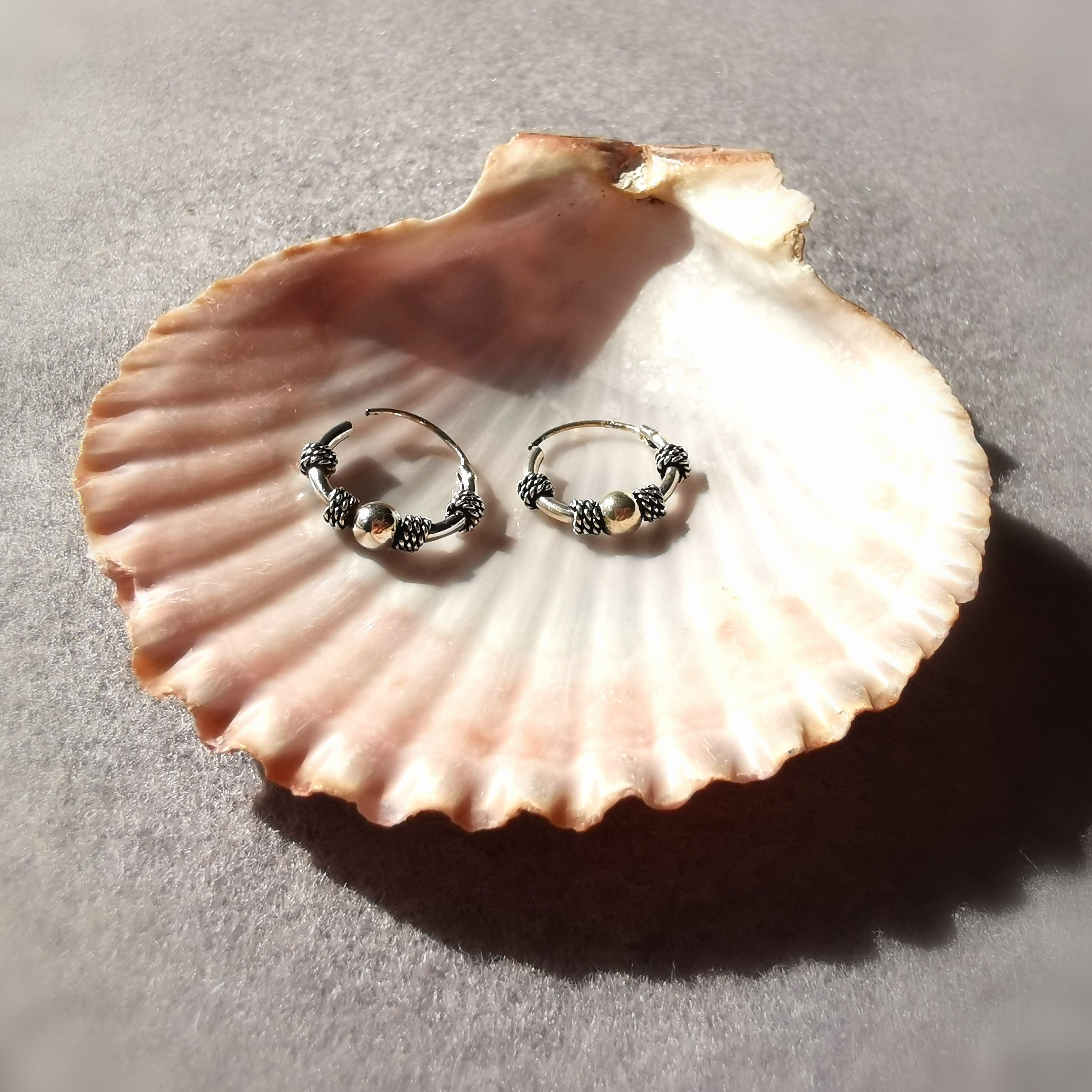 Creolen Bali Stil Ohrringe 925er Sterlingsilber Love Peace and Happiness