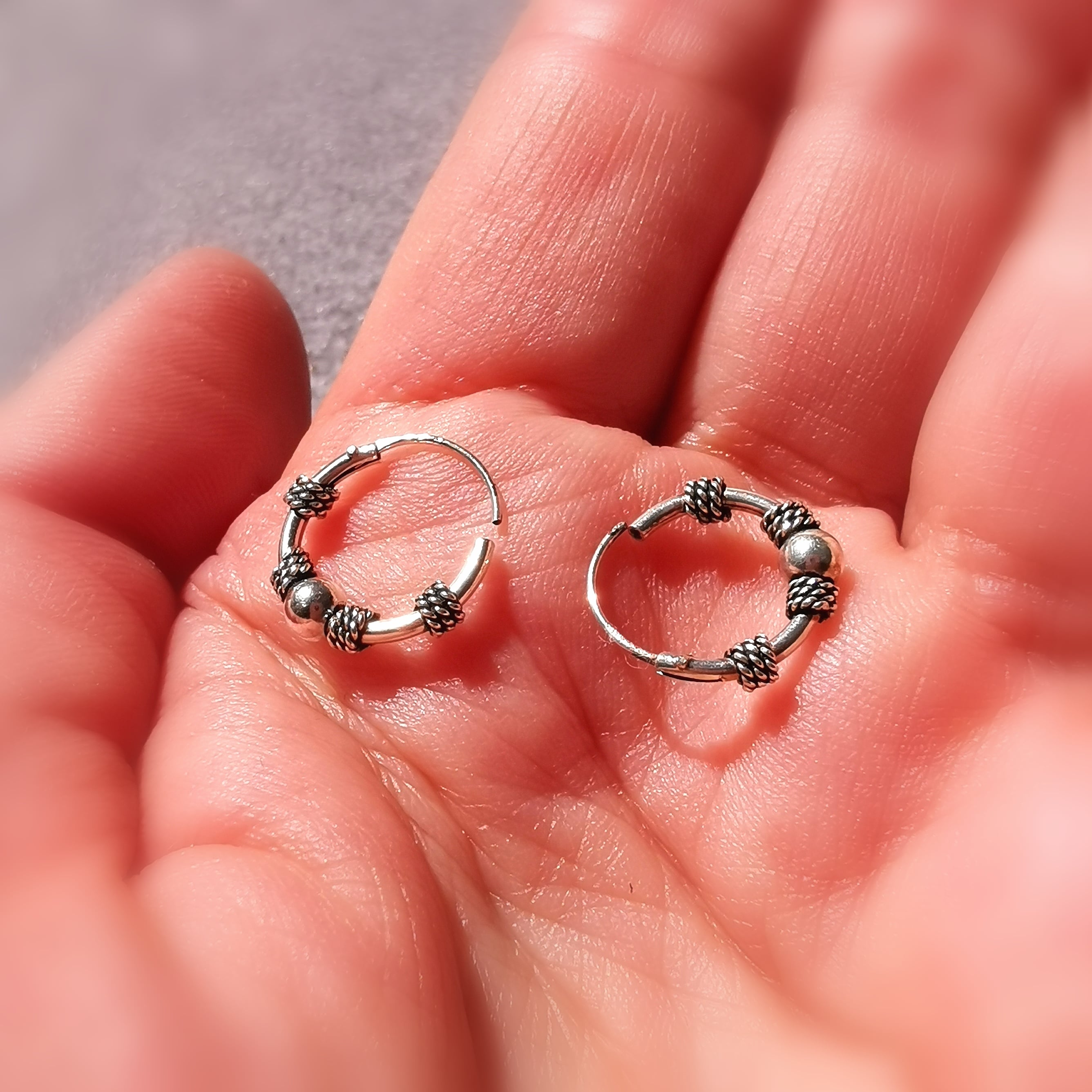 Creolen Bali Stil Ohrringe 925er Sterlingsilber Love Peace and Happiness