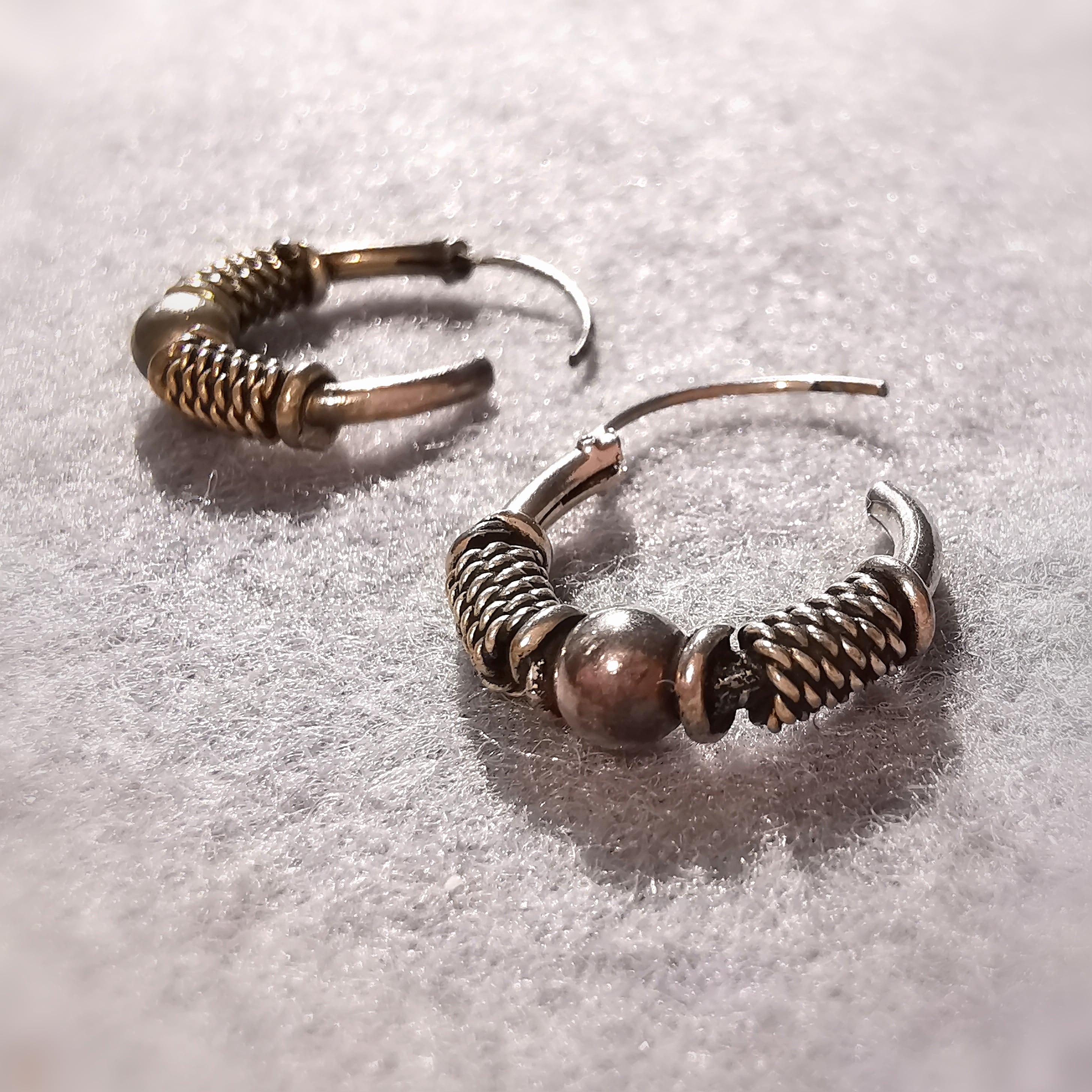 Creolen Bali Stil Ohrringe S/M, 925er Sterlingsilber Love Peace and Happiness