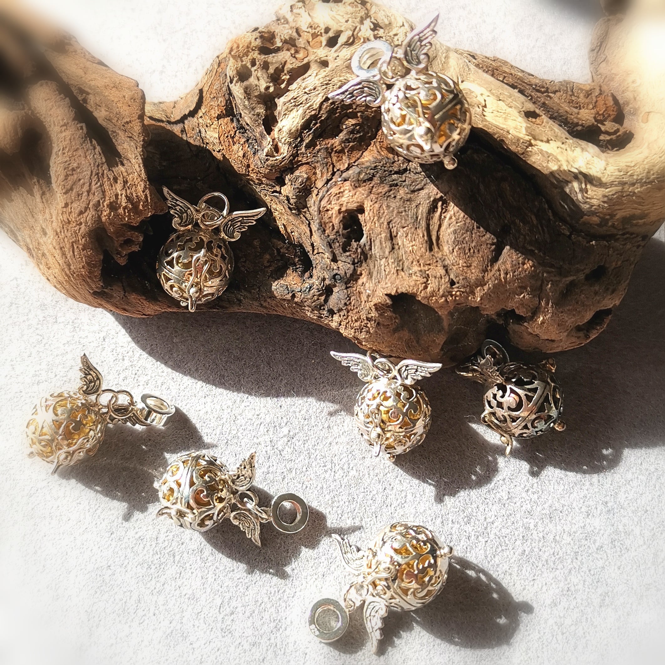 Engelsrufer Klangkugel Flügel Sterlingsilber Bead Charm Anhänger für Sammel Armbänder