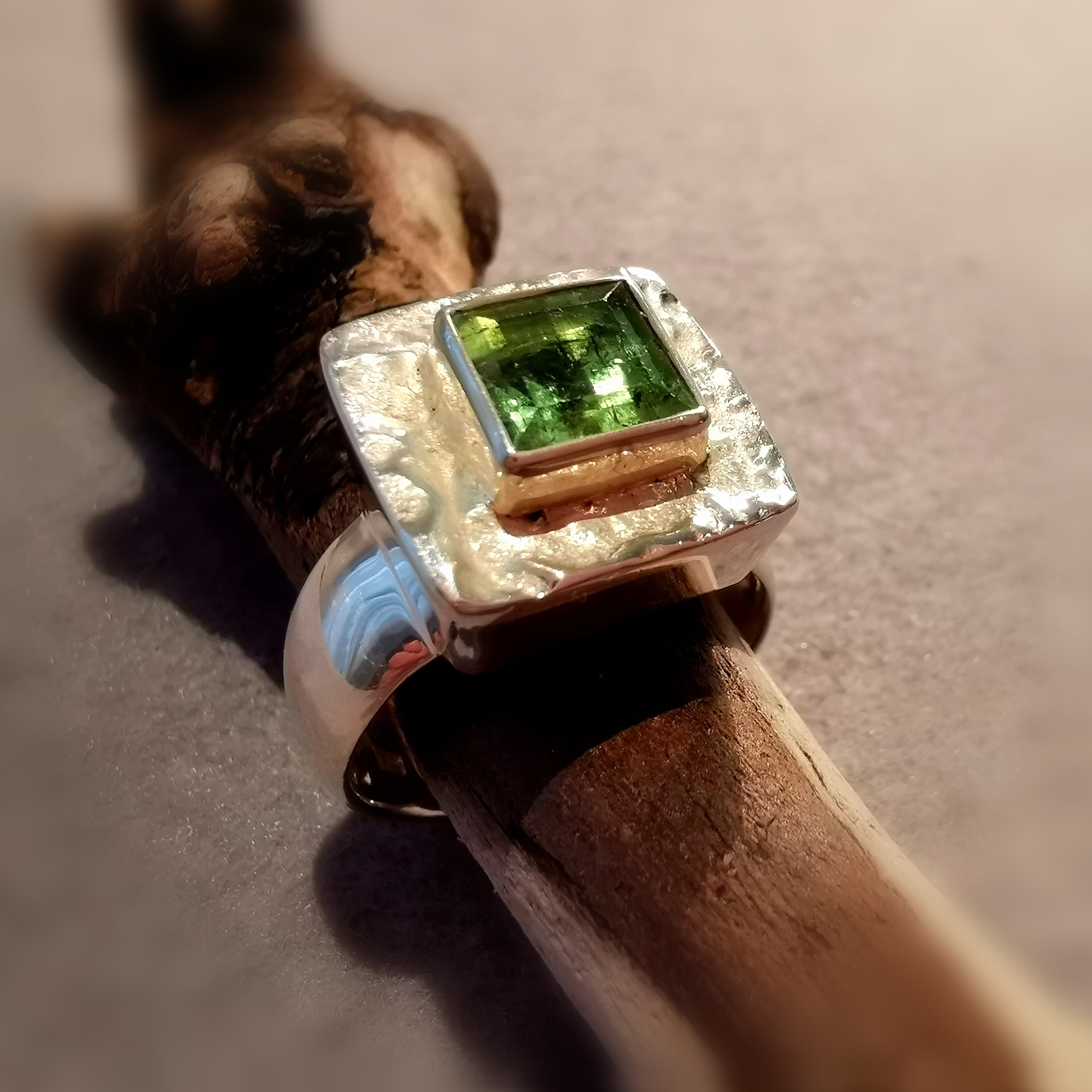 Olivin Peridot Edelstein Heilstein Ring AA Qualität Sterlingsilber - neue Kraft und Lebensfreude