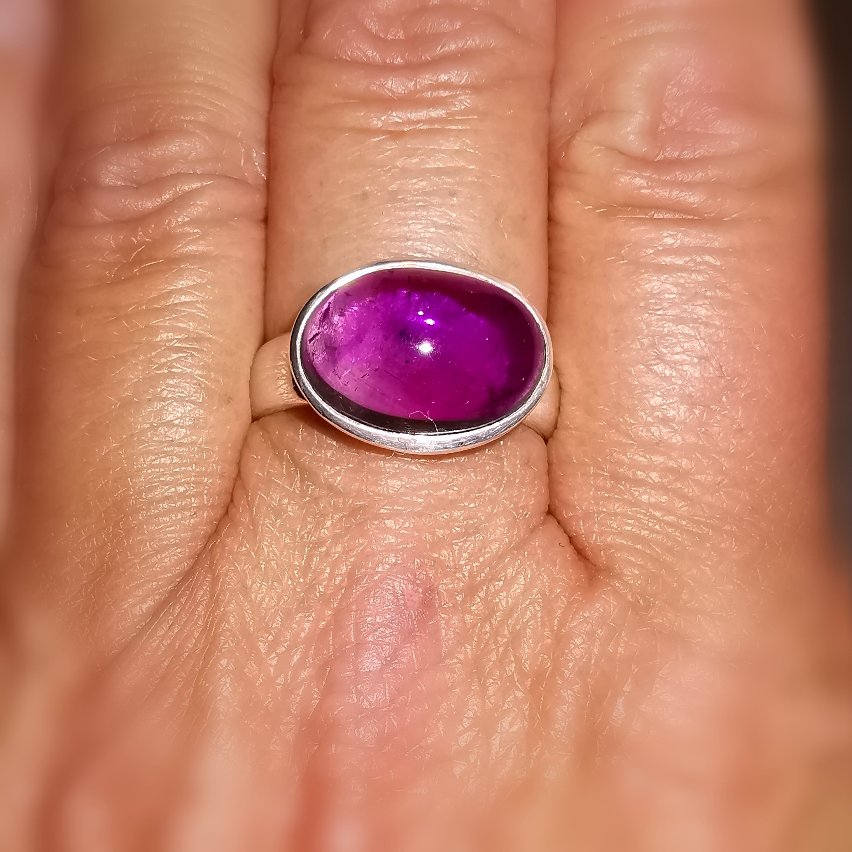 Amethyst Lila Edelstein Heilstein Design Ring AA Qualität Sterlingsilber Größe 55 - in Harmonie