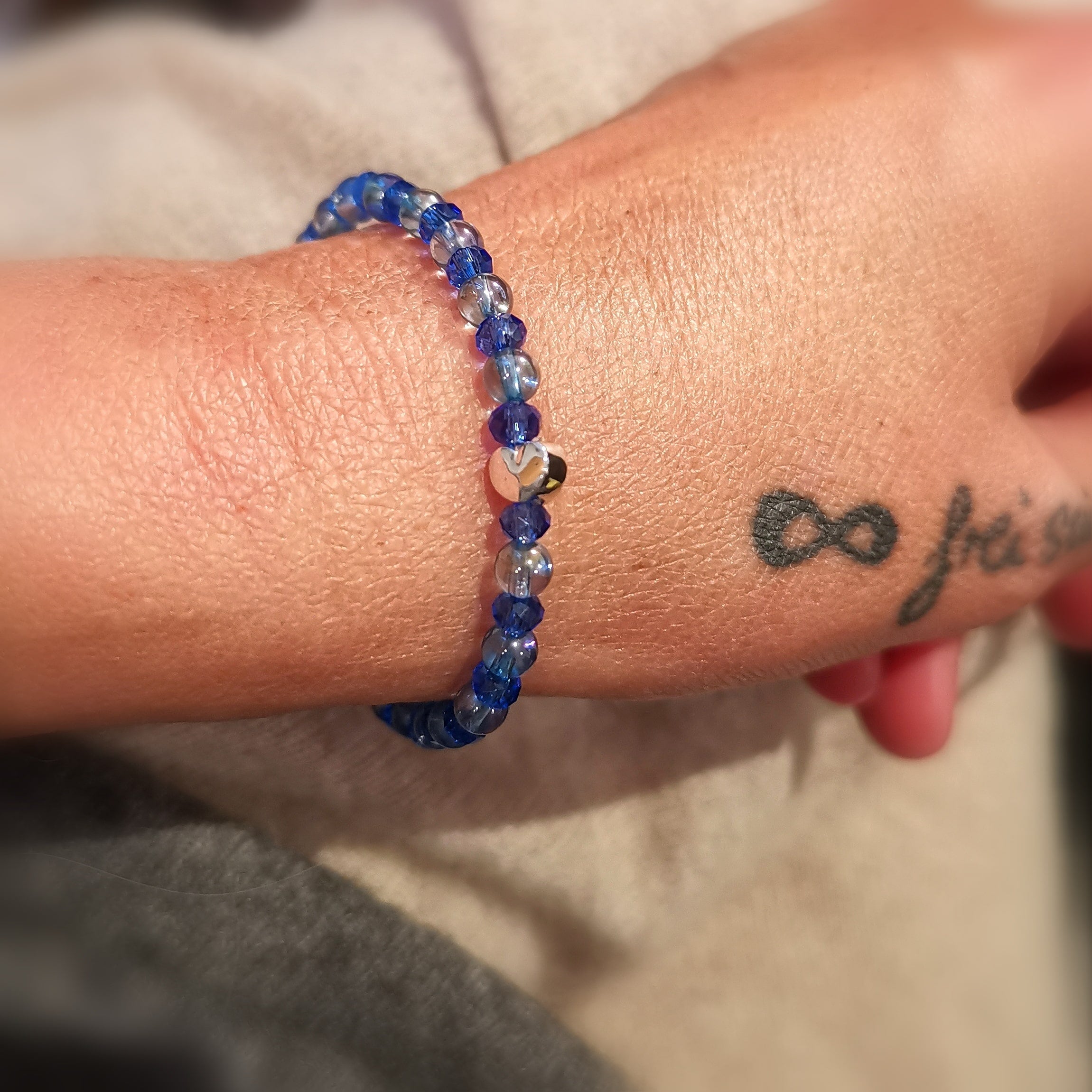 Aqua Aura Edelstein Kristall Karma Herz Armband, Heilsteine zur Aura Stärkung #mitHerz
