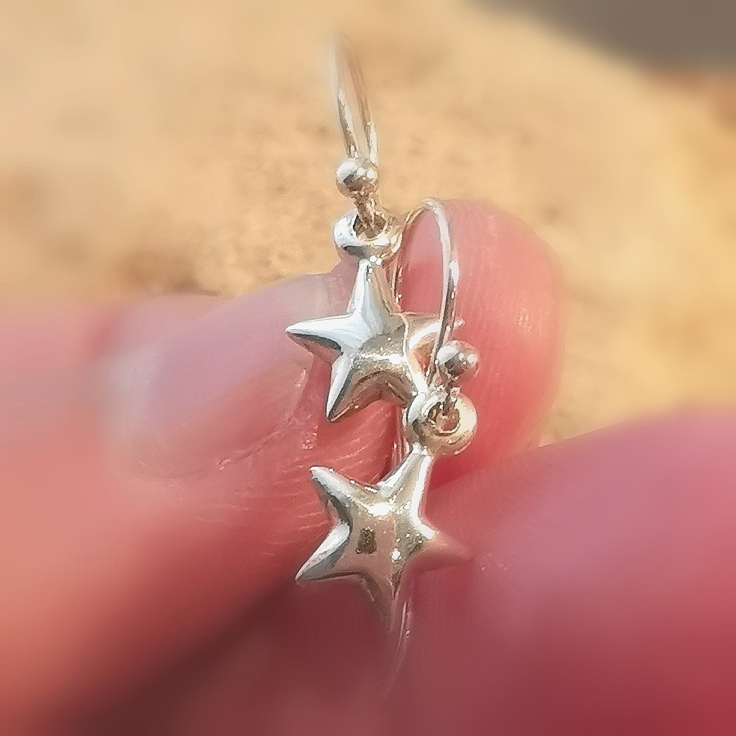 Seestern Glücksstern Ohrringe Ohrhänger Sterlingsilber bauchig - Wunder