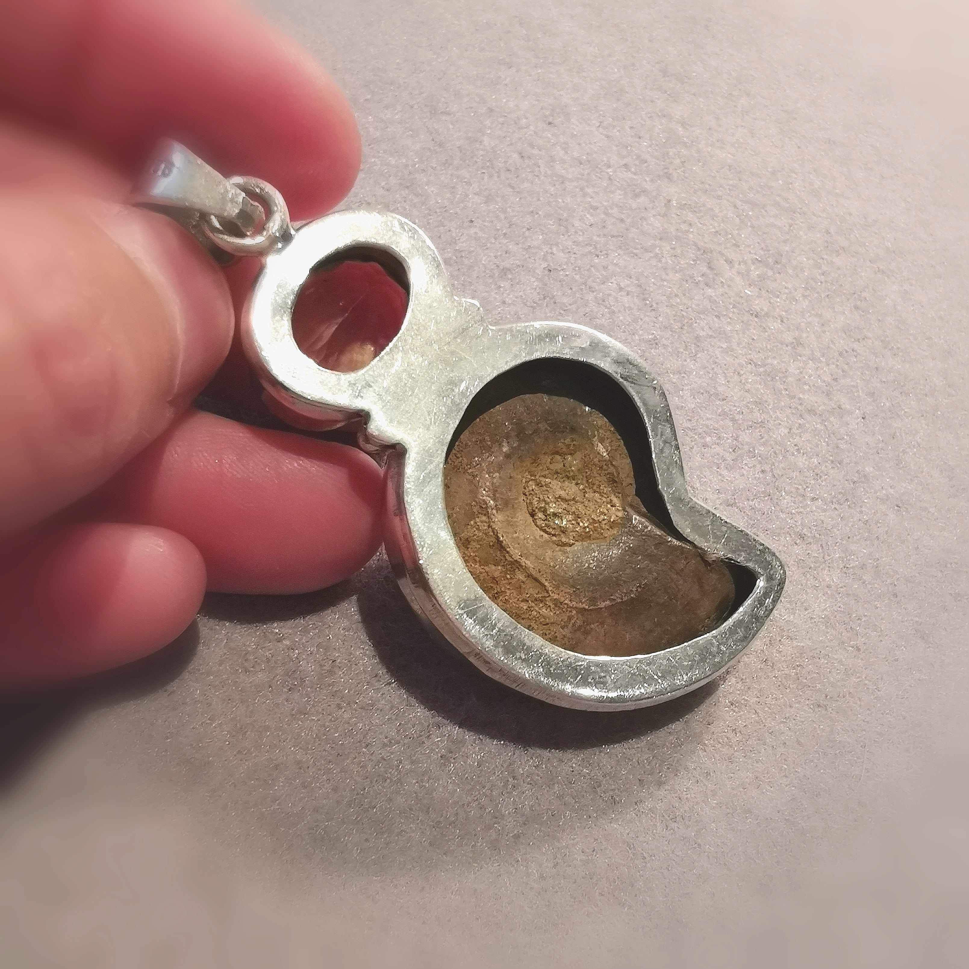 Ammonit Citrin, Fossil Edelstein Anhänger Sterlingsilber XXL für Lebensmut und Lebensfreude
