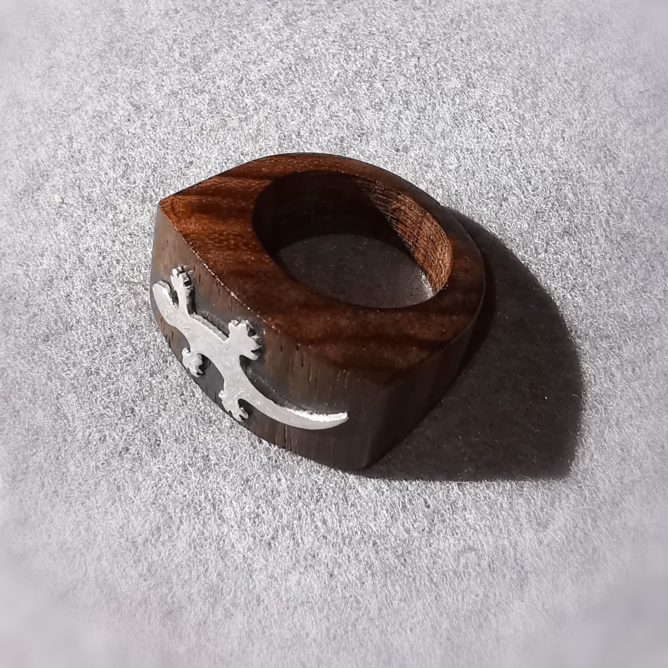 Kopie von Gecko Ethno Karma Krafttier Ring, Sterlingsilber Holz, Hippie Mode, love peace happiness #entspannt, samaki