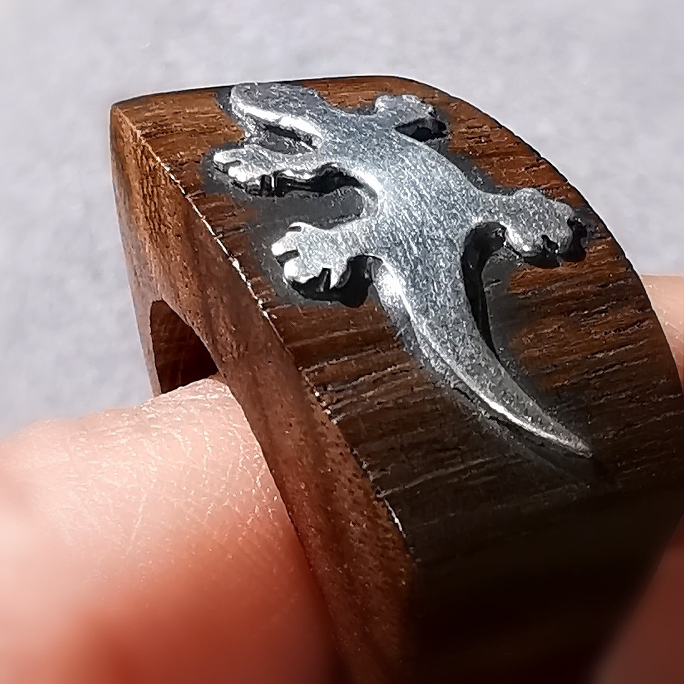 Kopie von Gecko Ethno Karma Krafttier Ring, Sterlingsilber Holz, Hippie Mode, love peace happiness #entspannt, samaki