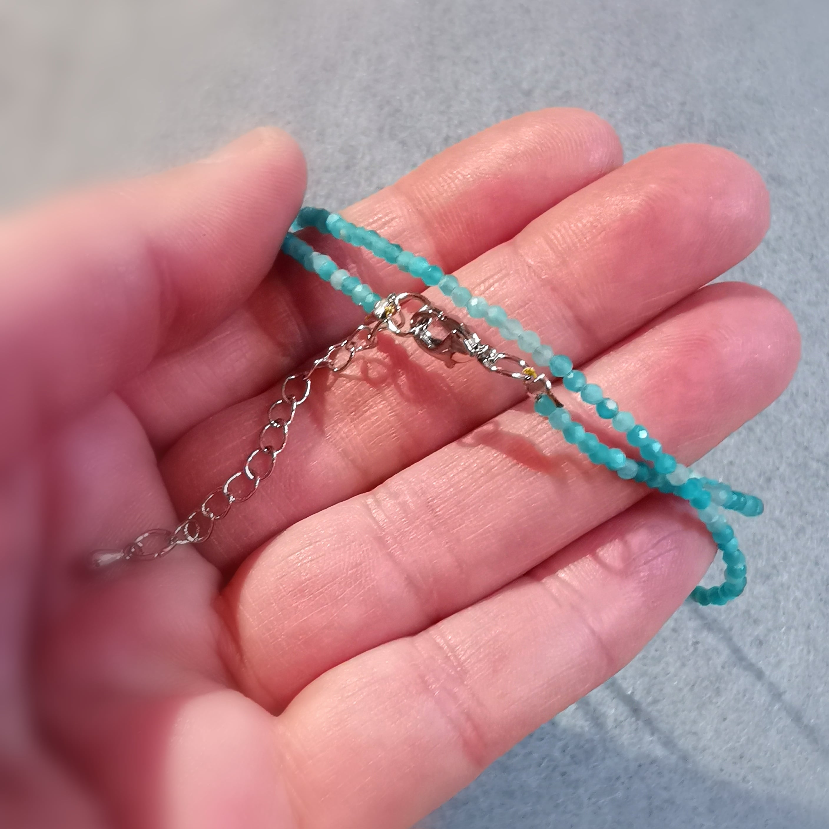 Amazonite gemstone healing stone necklace filigree 2 mm - consecrated for vitality