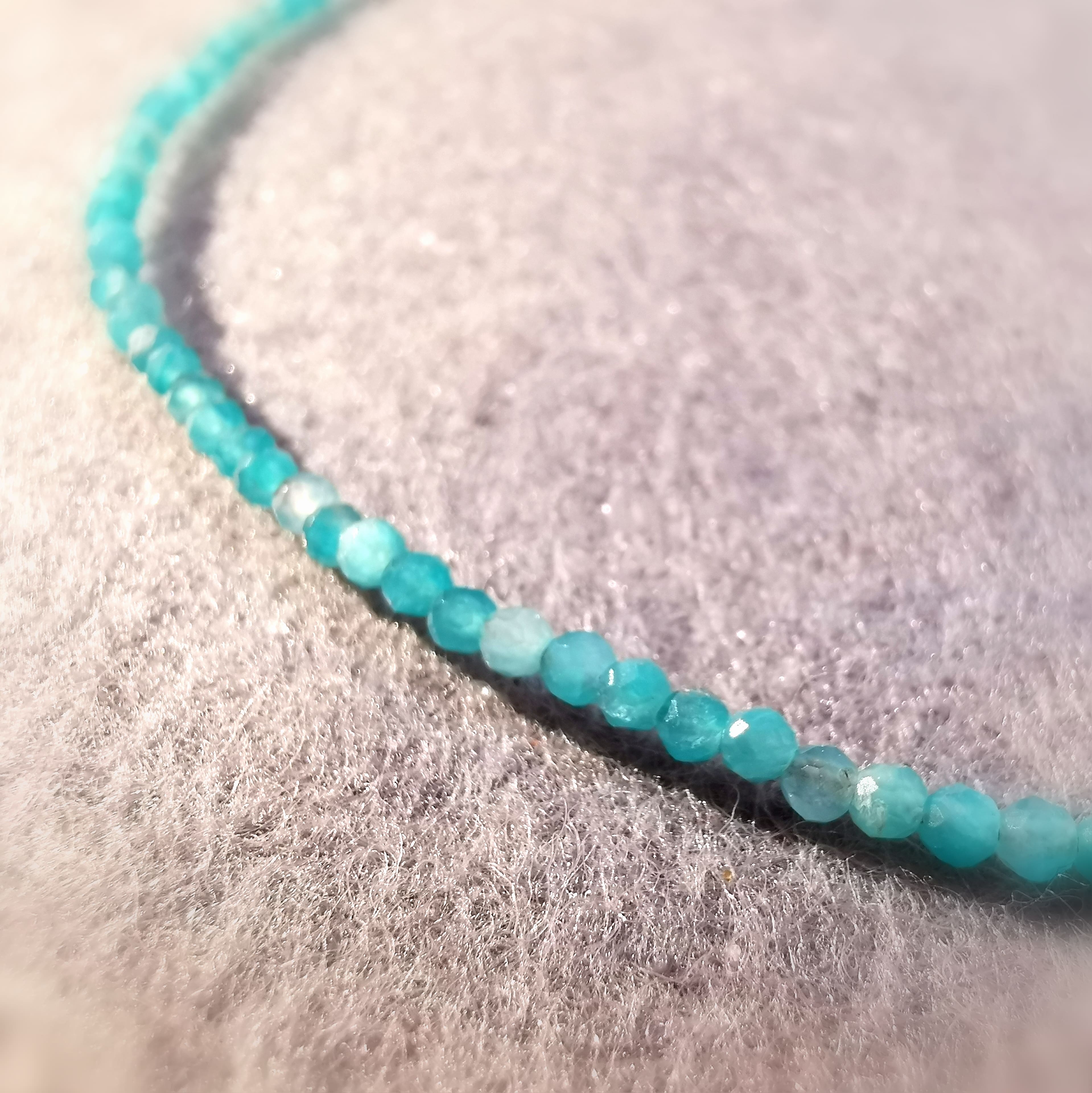 Amazonite gemstone healing stone necklace filigree 2 mm - consecrated for vitality