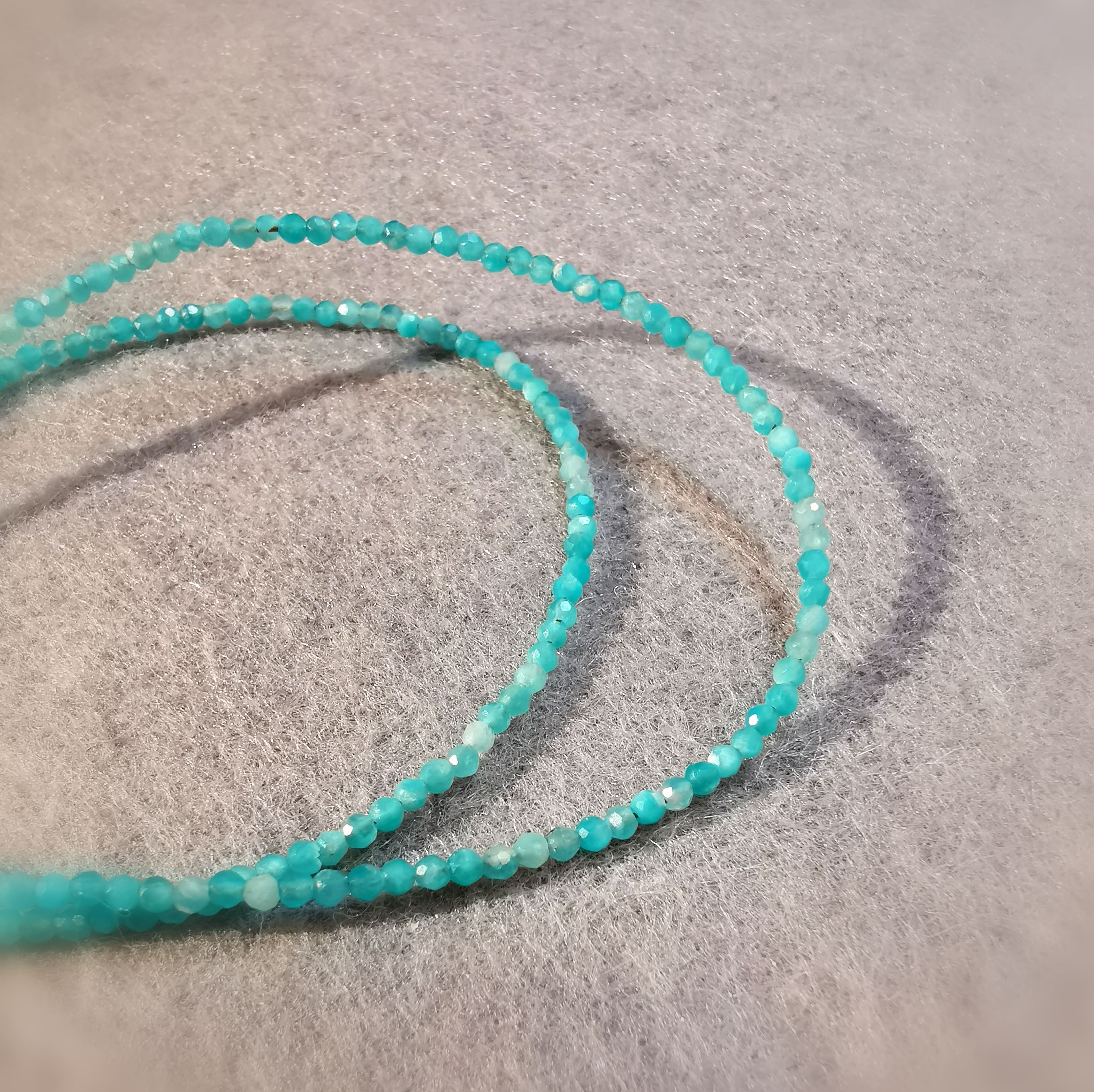 Amazonit Edelstein Heilstein Kette filigran 2 mm - geweiht für Lebenskraft